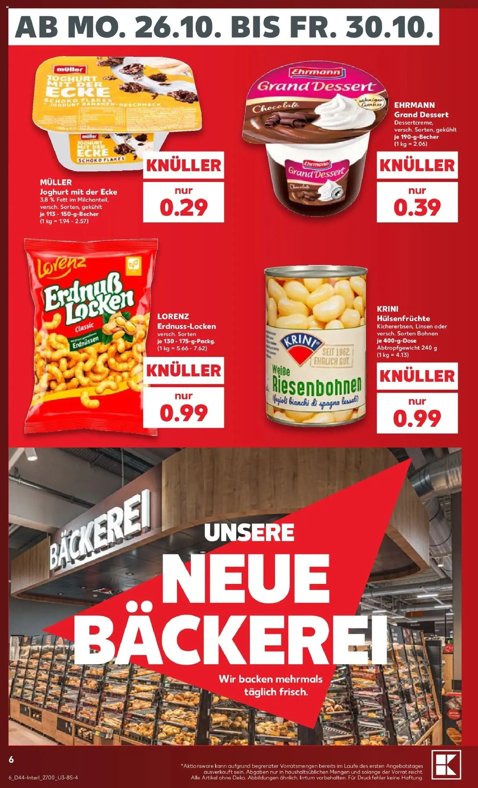 Prospekt Kaufland ab 26.10.2026 » Angebote Online zum Blättern | Seite: 10 | Produkte: Bäckerei, Joghurt, Ehrmann grand dessert