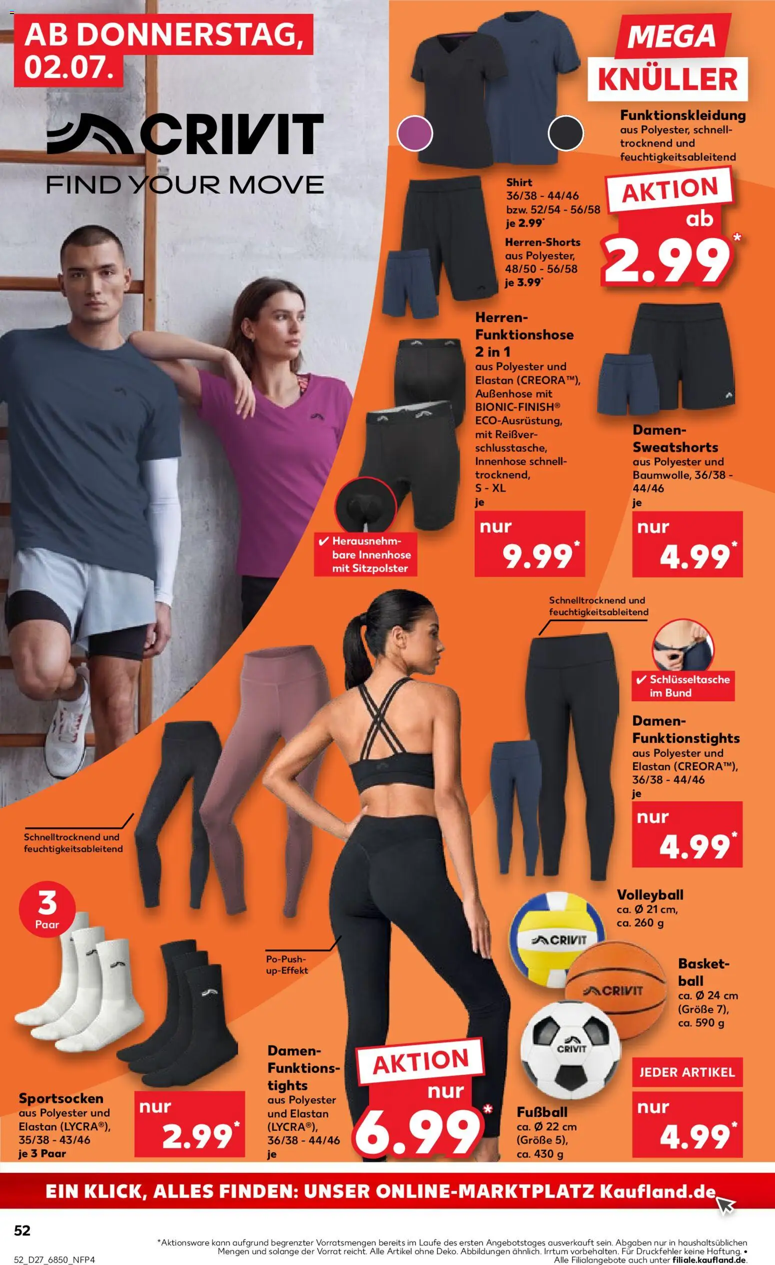 Kaufland Prospekt Stuttgart – gültig ab 02.07.2026 | Seite: 52 | Produkte: Shirt, Sweatshorts, Fußball, Volleyball