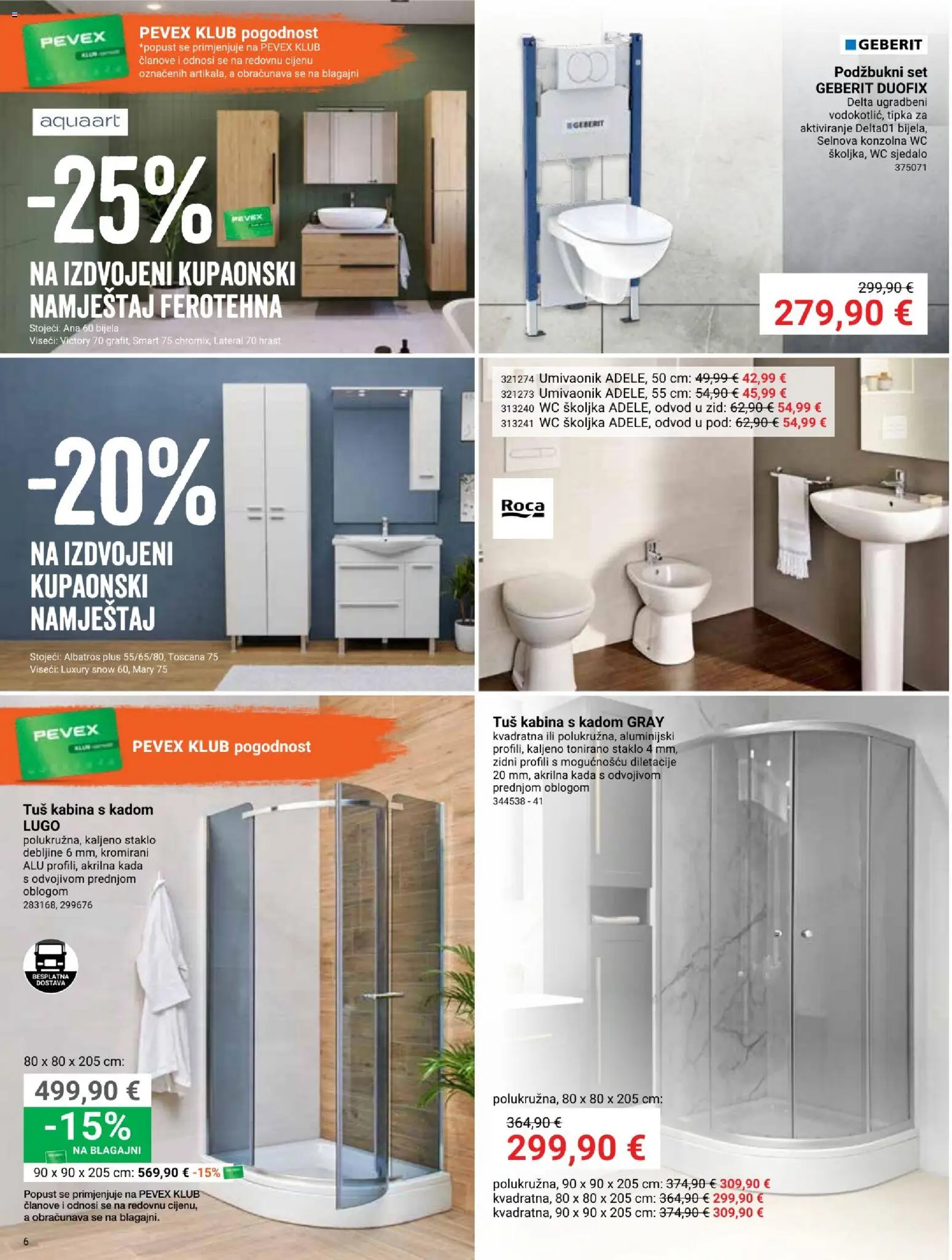 Pevex katalog | vrijedi od 28.05.2026 | Stranica: 6 | Proizvodi: Umivaonik, Tuš, Tuš kabina, Wc sjedalo