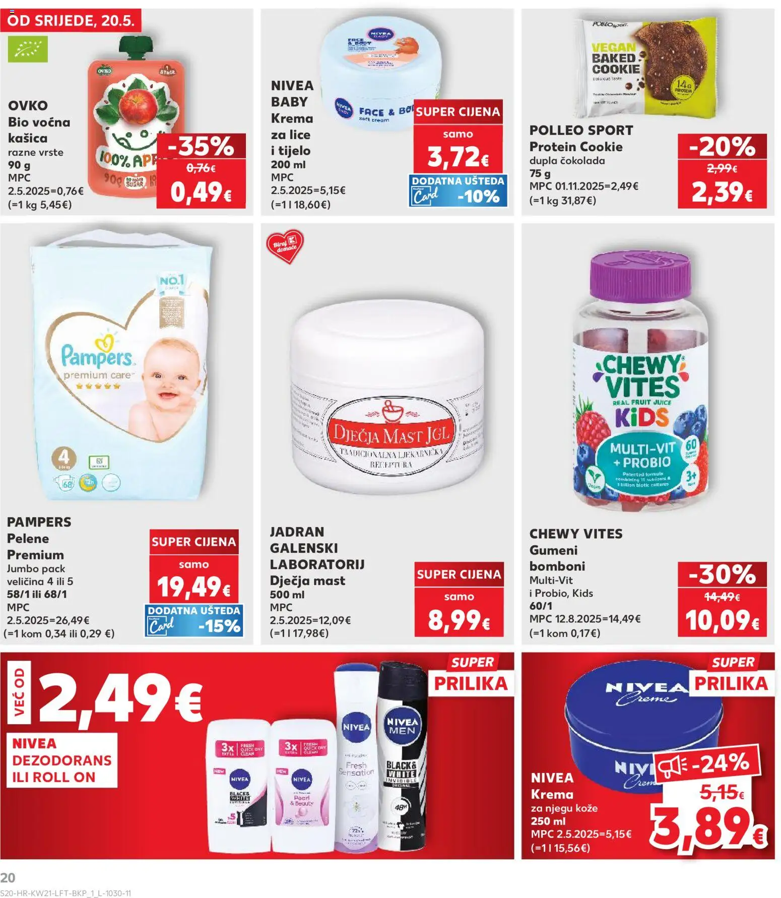Kaufland katalog | vrijedi od 20.05.2026 | Stranica: 20 | Proizvodi: Mast, Čokolada, Dezodorans, Pampers
