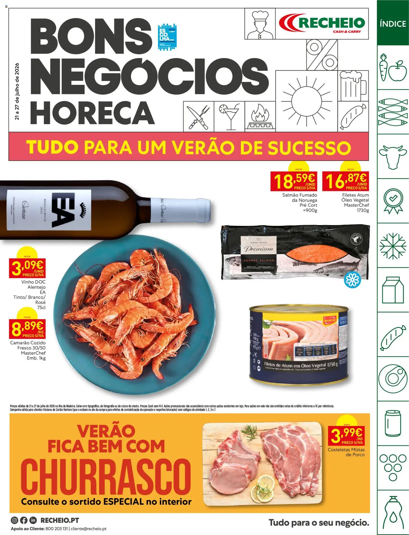 Recheio Horeca Madeira │ válido de 21/07/2026 | Página: 1 | Produtos: Salmão, Óleo, Vinho, Torta
