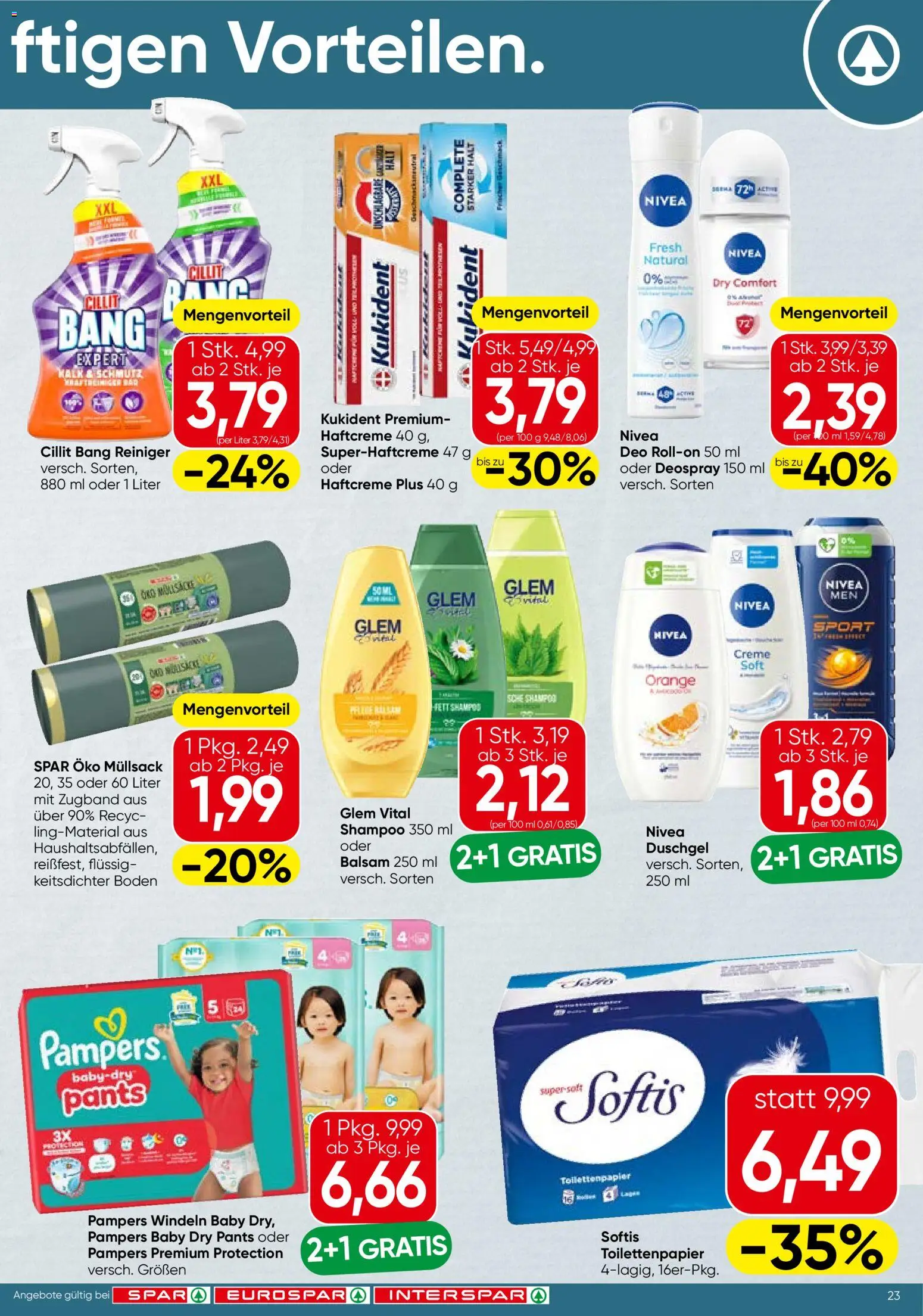 Spar Flugblatt - Wien gültig ab 23.04.2026 | Seite: 23 | Produkte: Pampers, Shampoo, Creme, Duschgel
