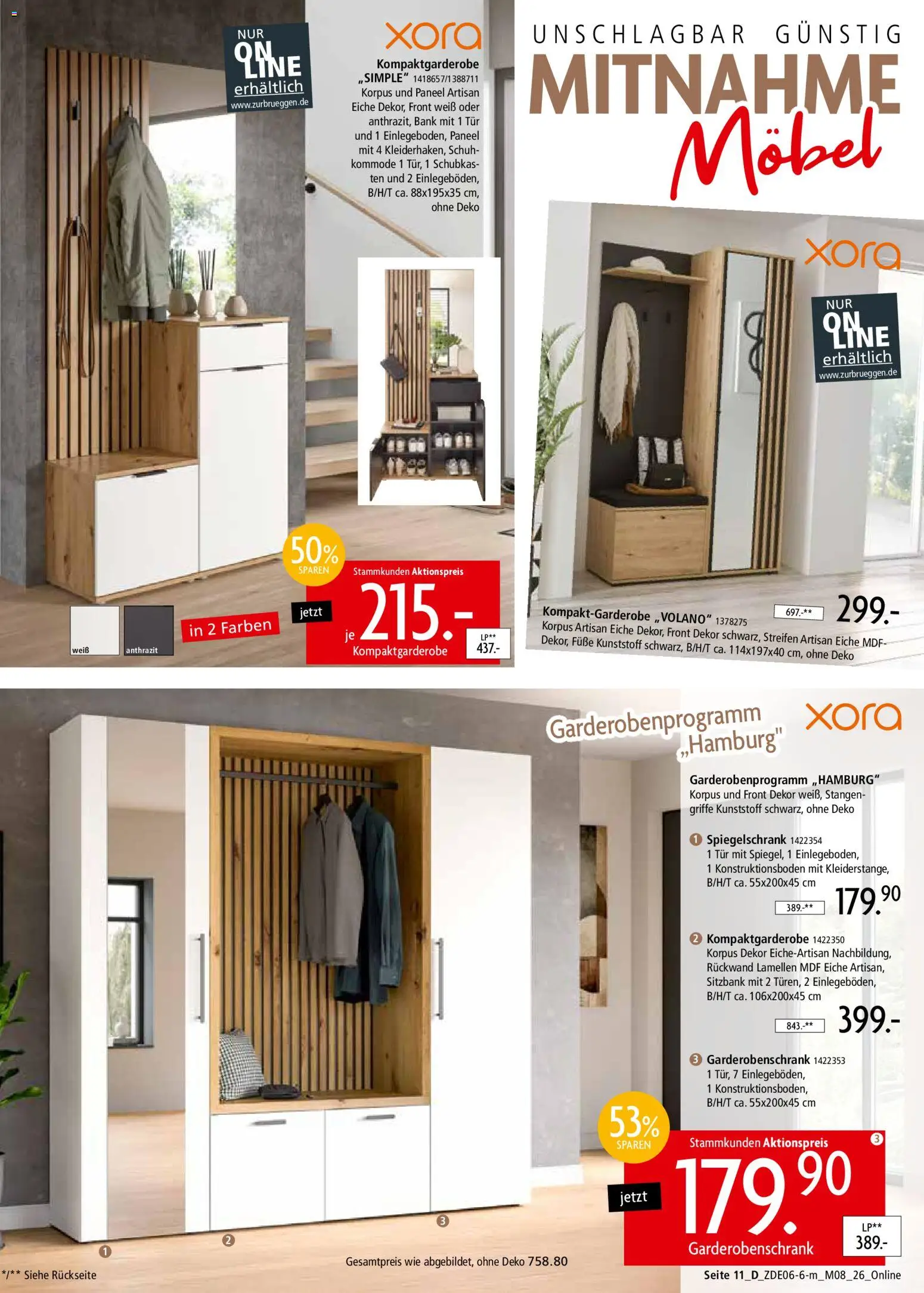 Zurbrüggen Mitnahme Möbel – gültig ab 13.06.2026 | Seite: 25 | Produkte: Sitzbank, Kommode, Tür, Spiegelschrank