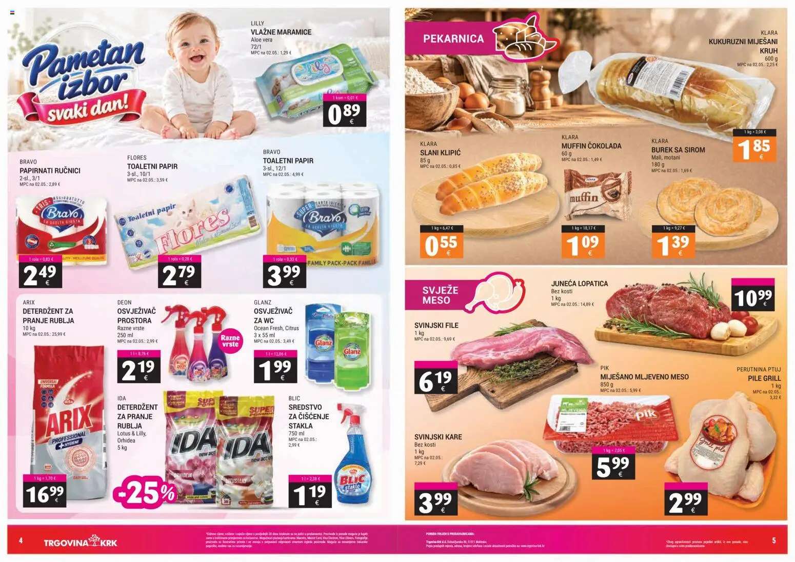 Trgovina Krk katalog | vrijedi od 16.10.2026 | Stranica: 3 | Proizvodi: Svinjski kare, Kruh, Meso, Deterdžent