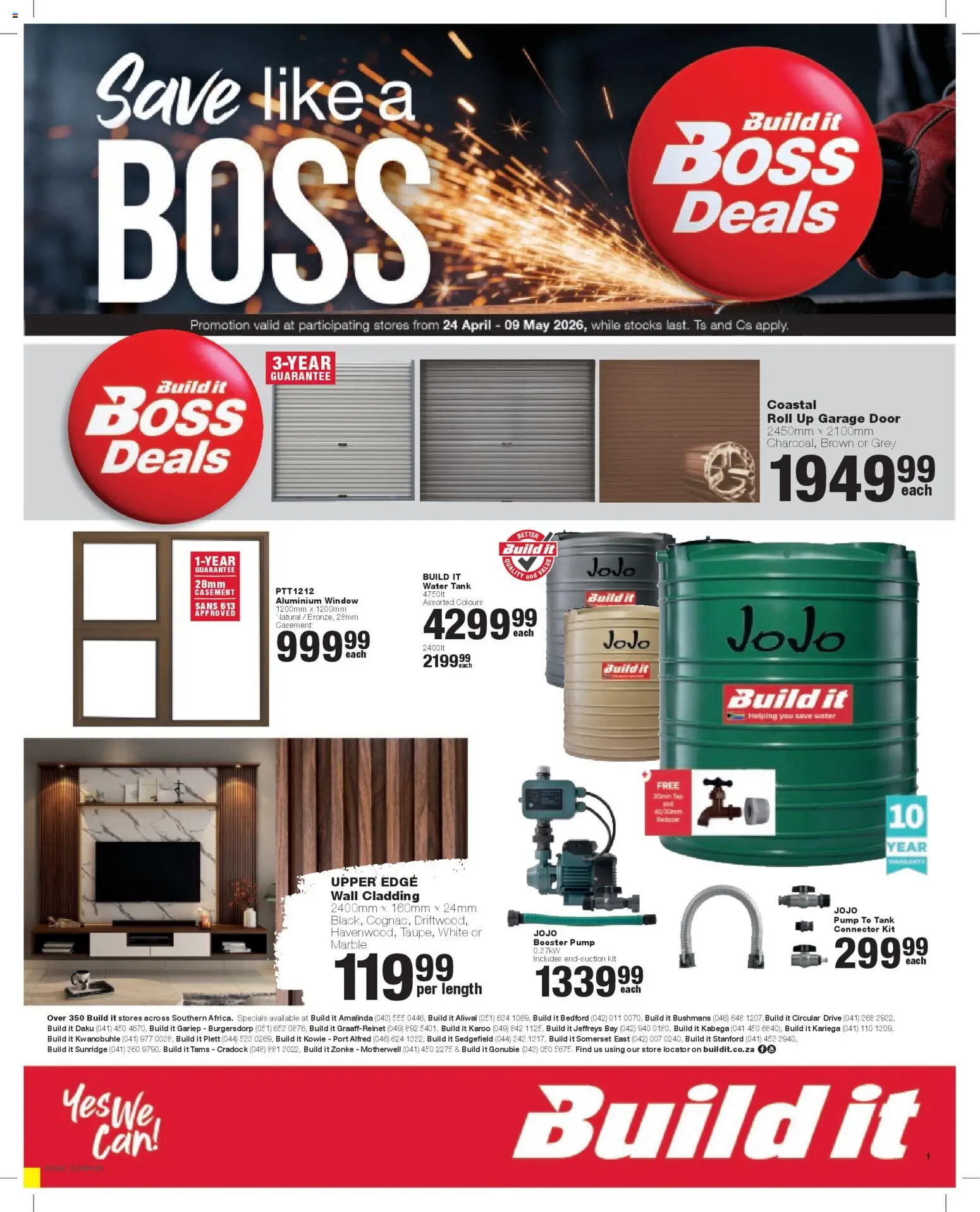 New Build It catalogue – valid from 24.04.2026 | Page: 1 | Products: Connector, Tap, Cladding, Water