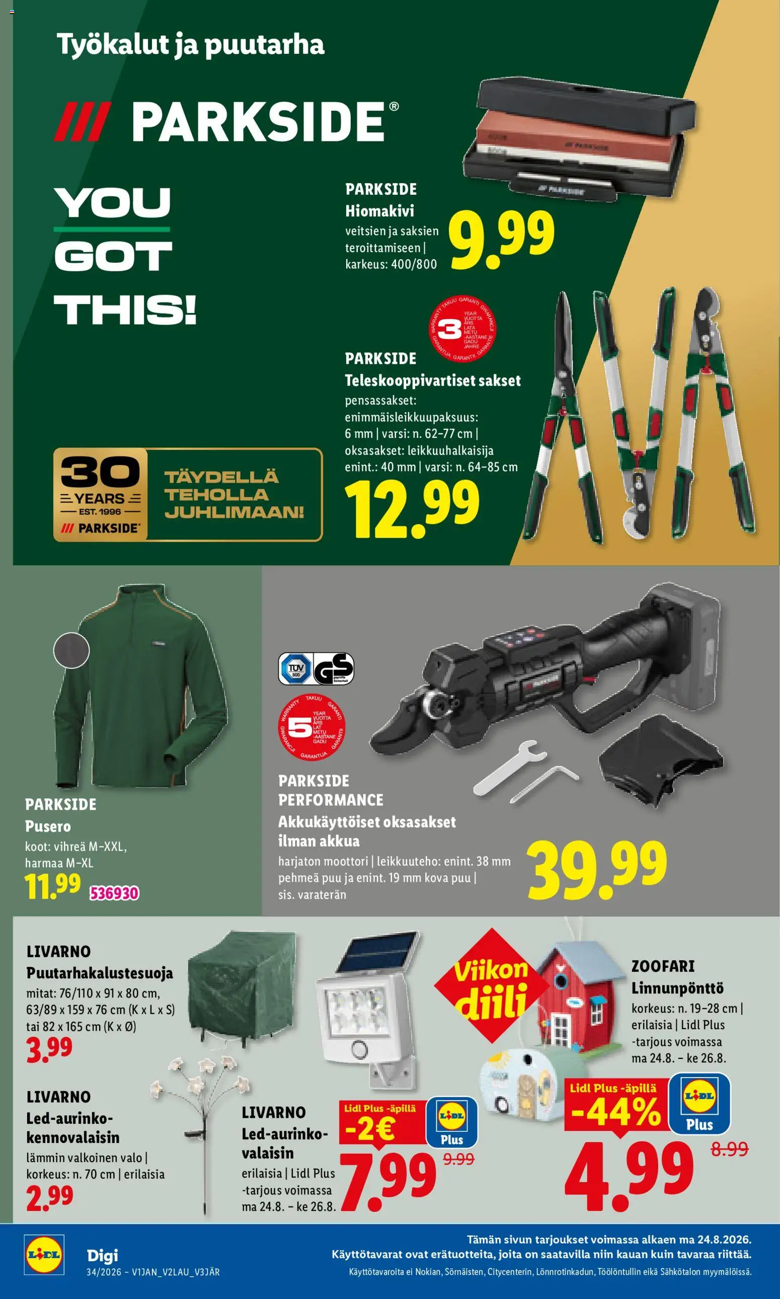 Lidl tarjoukset Parkside – voimassa 24/08/2026 alkaen | Sivu: 4 | Tuotteet: Sakset, Oksasakset, Pusero