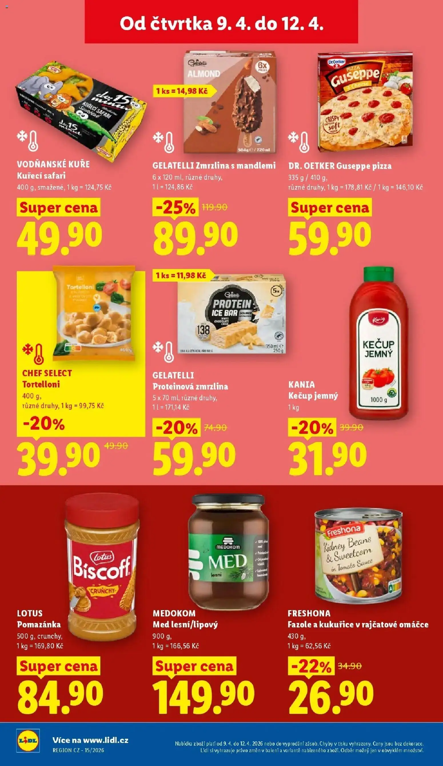 Lidl aktuální leták od 09.04.2026 | Strana: 20 | Produkty: Kečup, Med, Proteinová zmrzlina, Gelatelli