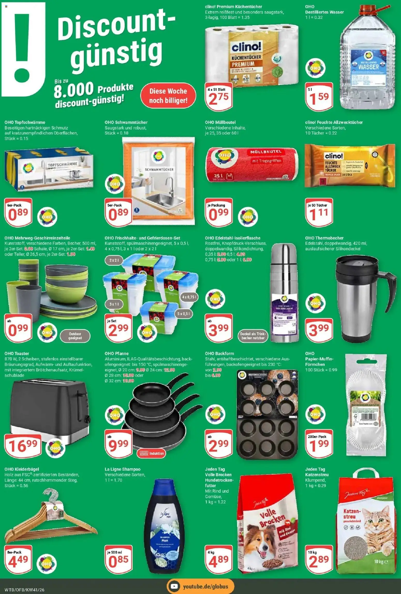 Globus Prospekt Wächtersbach (ab 05.10.2026) » Angebote online | Seite: 12 | Produkte: Toaster, Kleiderbügel, Shampoo, Wasser