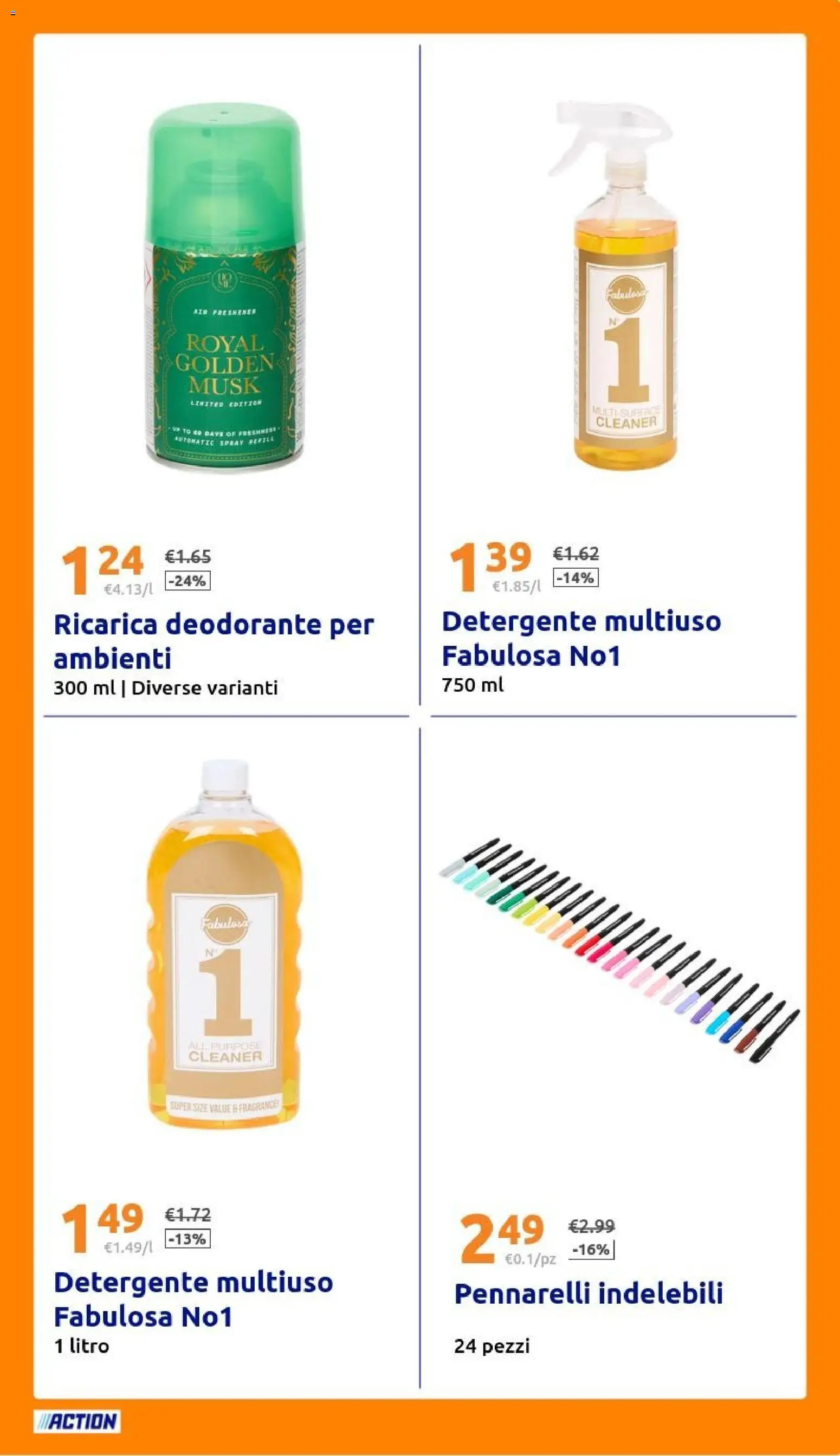 Volantino Action del 05/08/2026 | Pagina: 31 | Prodotti: Deodorante, Detergente, Pennarelli