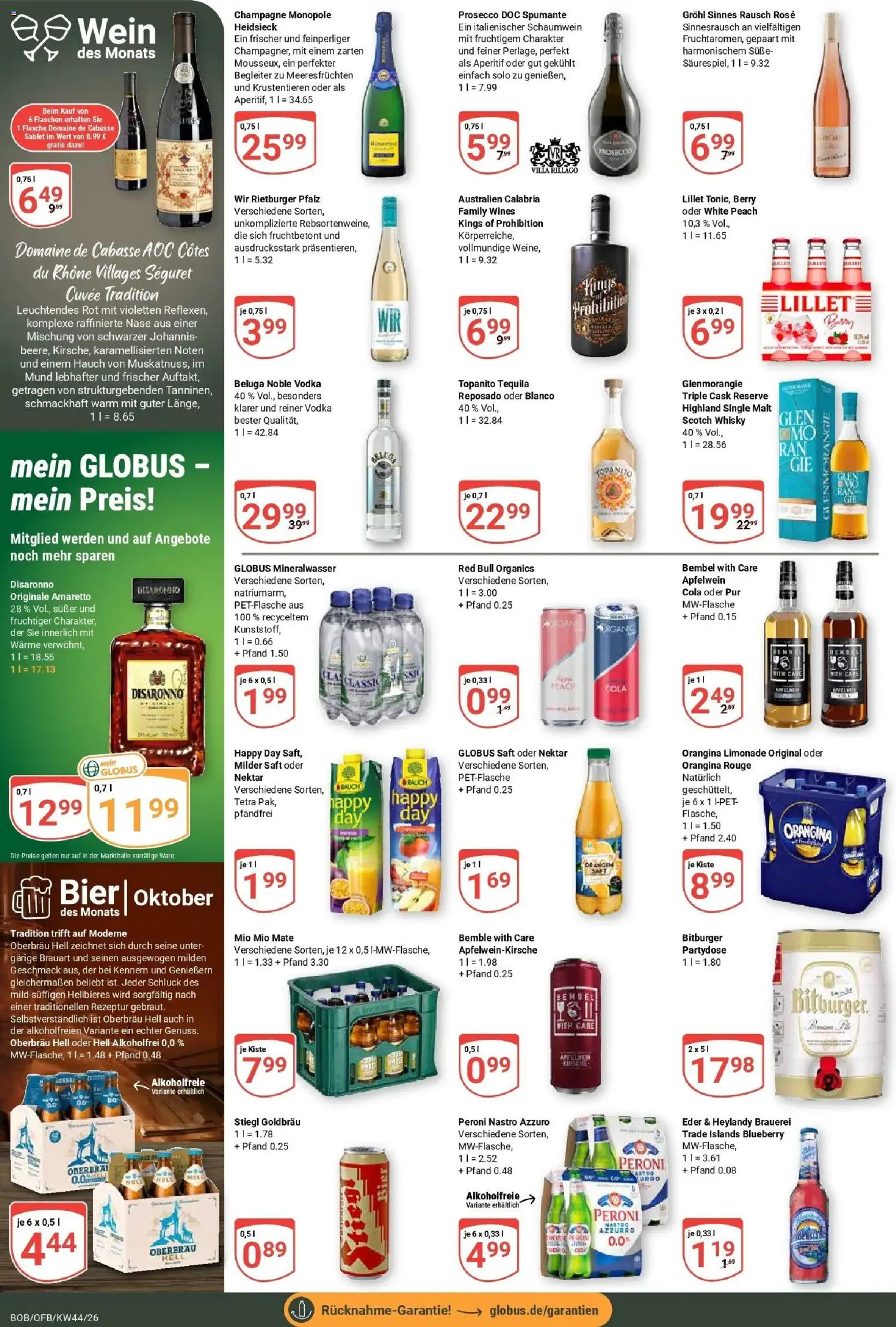 Globus Prospekt Bobenheim-Roxheim (ab 26.10.2026) » Angebote online | Seite: 18 | Produkte: Orangen, Limonade, Mio mio mate, Wein