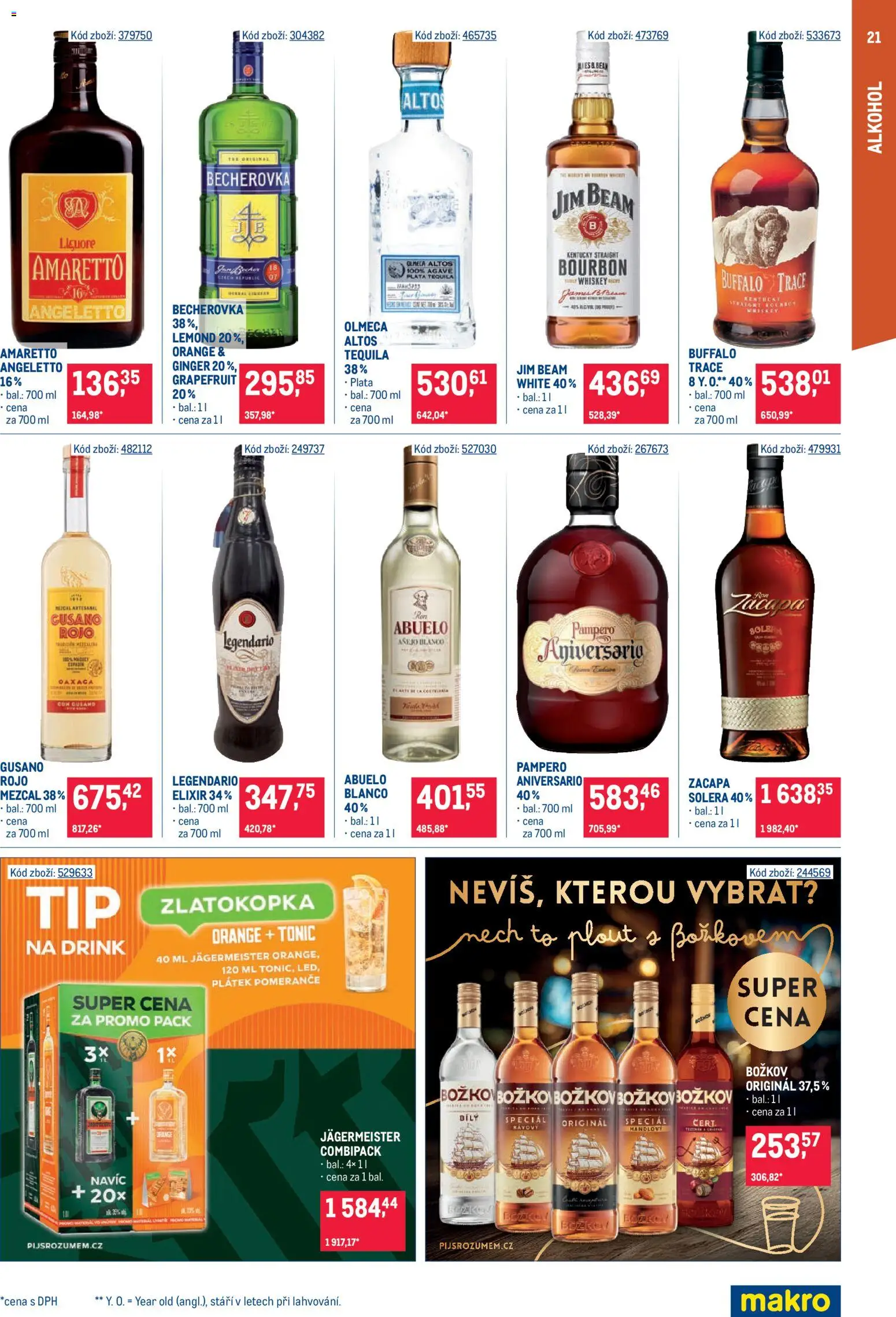 Makro leták - Gastronomie distribuce od 11.08.2026 | Strana: 21 | Produkty: Jägermeister, Pomeranče, Jim Beam, Tonic