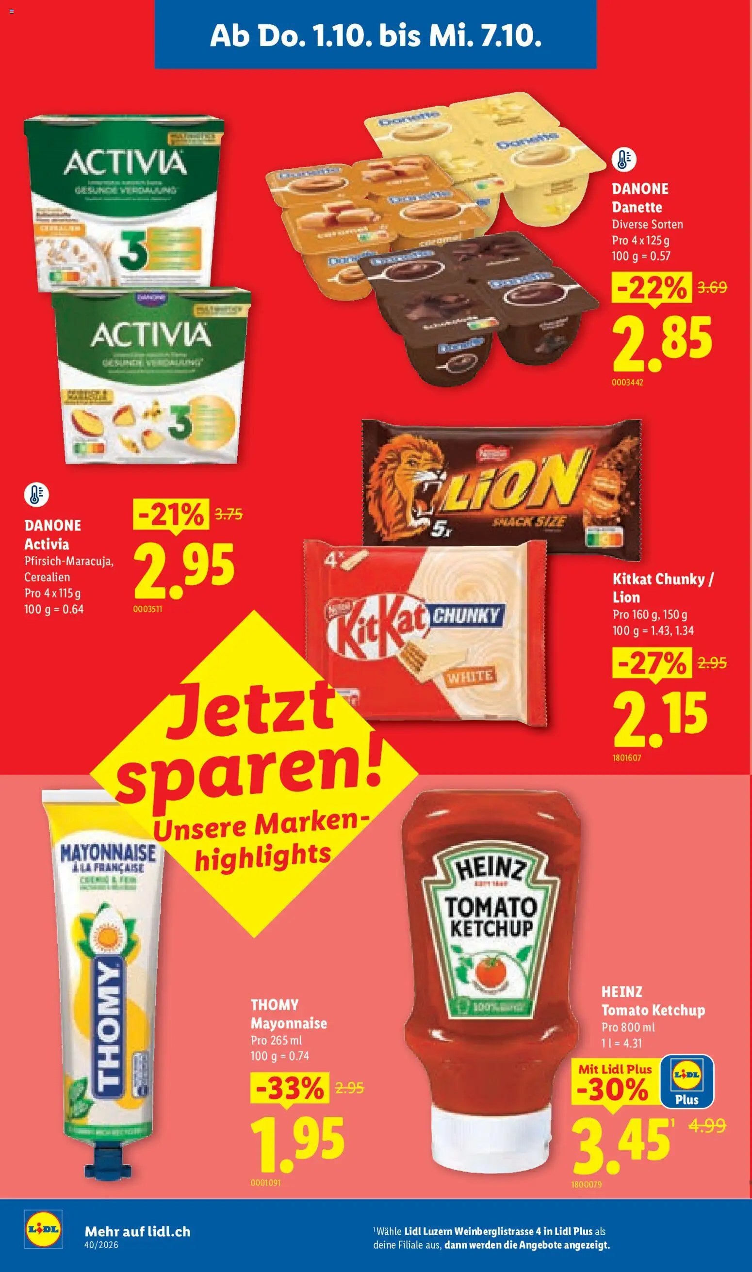 Lidl aktionen Luzern Weinberglistr – gültig ab 01.10.2026 | Seite: 2 | Produkte: Ketchup, Mayonnaise