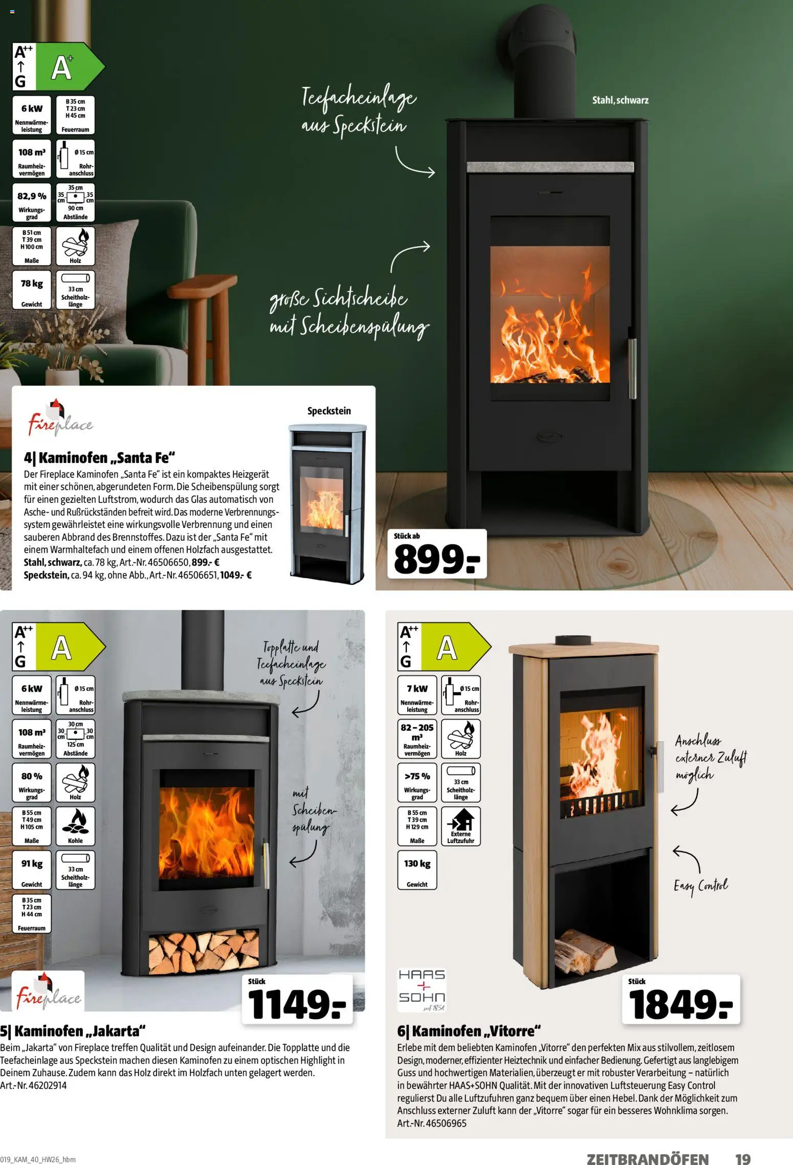 Hagebau Kaminofen & Zubehör – gültig ab 29.06.2026 | Seite: 19 | Produkte: Gewicht, Spülung, Kaminofen