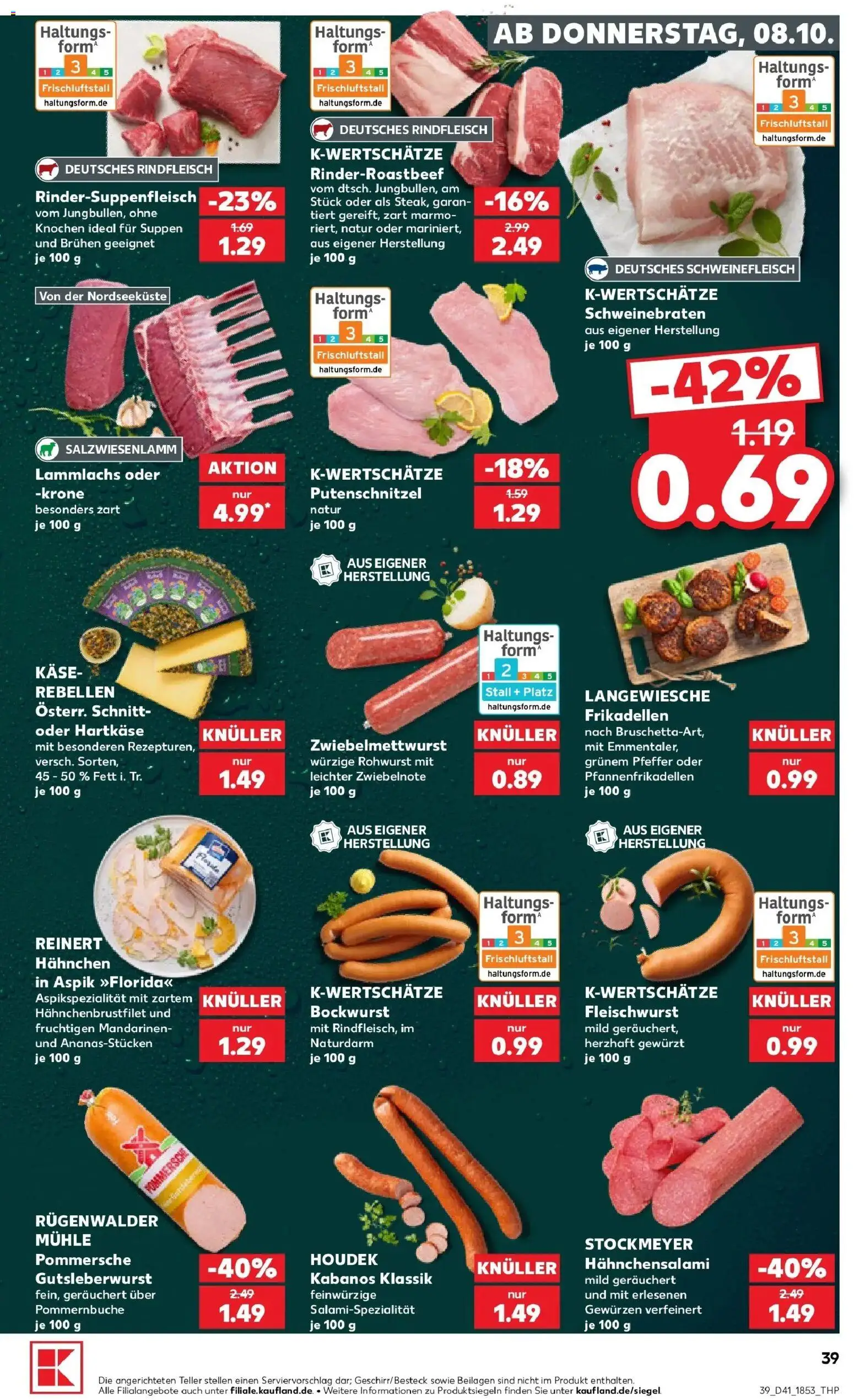 Prospekt Kaufland ab 05.10.2026 » Angebote Online zum Blättern | Seite: 49 | Produkte: Beilagen, Bockwurst, Käse, Mandarinen