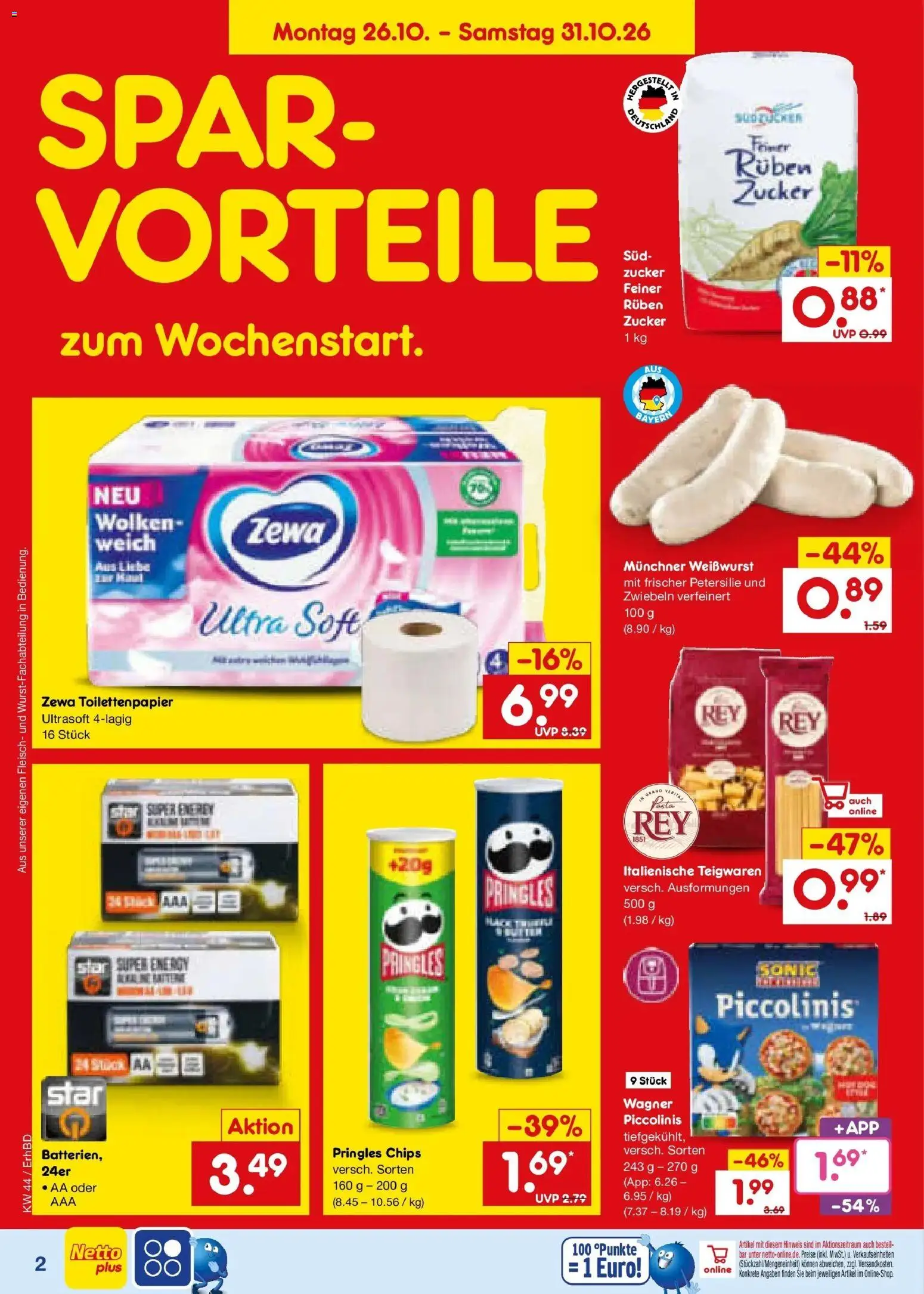 Netto Marken-Discount Prospekt Ergolding – gültig ab 26.10.2026 | Seite: 2 | Produkte: Zewa, Pringles, Chips, Toilettenpapier