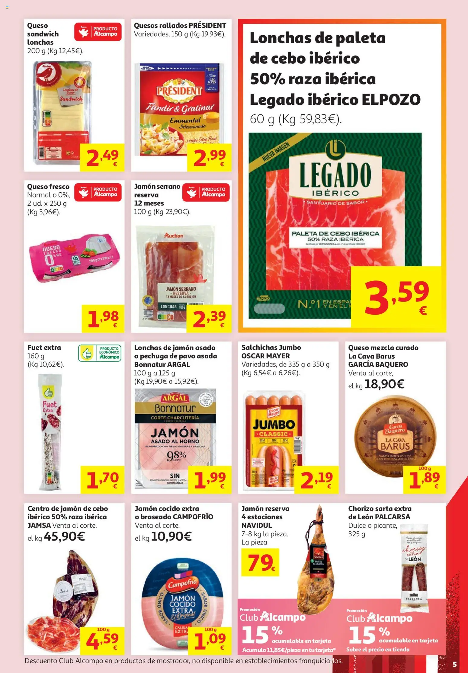 Alcampo folleto │ válido desde el 16.06.2026 | Página: 5 | Productos: Queso, Jamón cocido, Queso fresco, Horno
