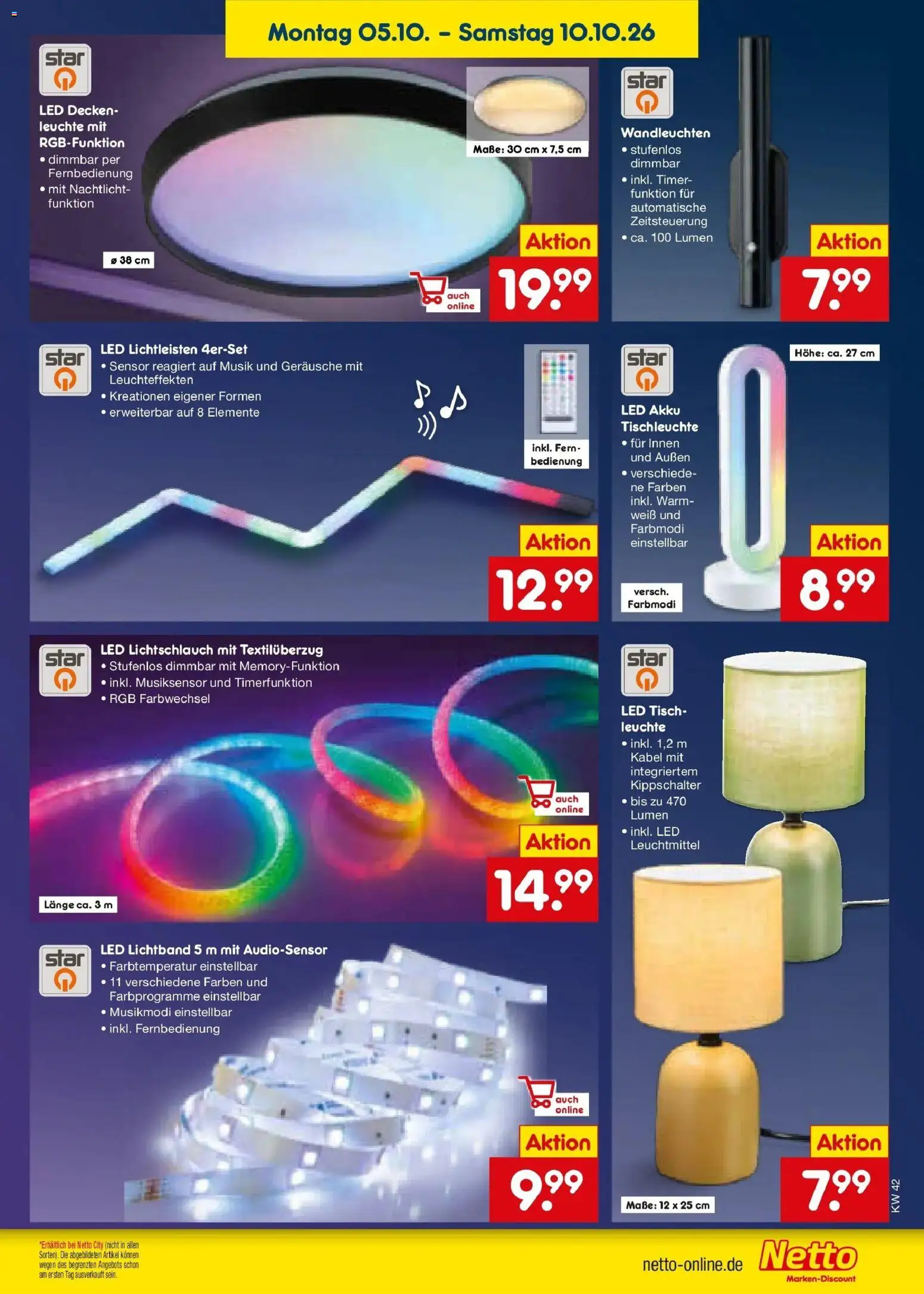 Netto Marken-Discount Prospekt Hamburg (ab 12.10.2026) » Angebote | Seite: 41 | Produkte: Kabel, Tisch, Nachtlicht
