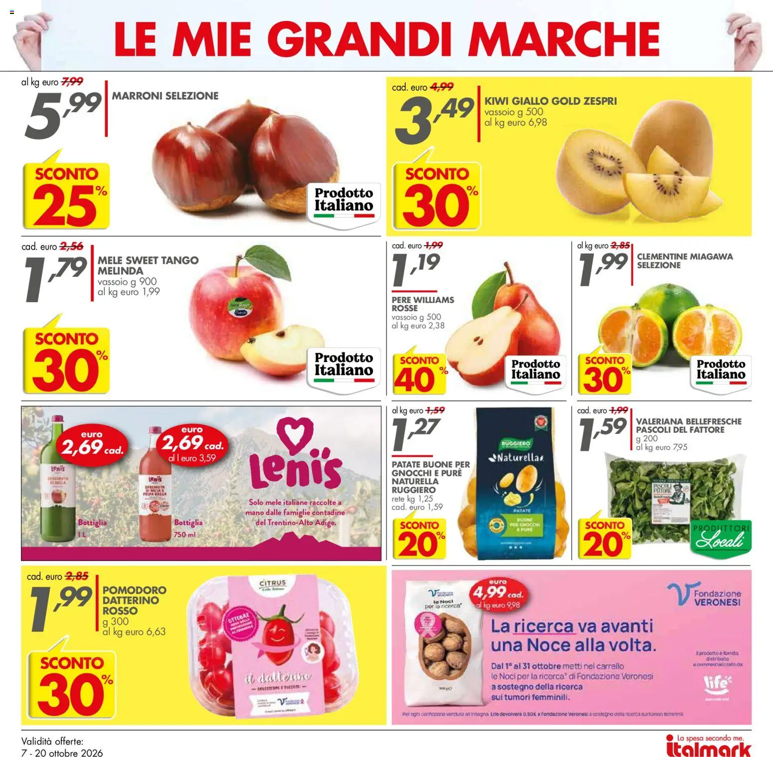 Volantino Italmark del 07/10/2026 | Pagina: 18 | Prodotti: Tè, Pere, Patate, Gnocchi