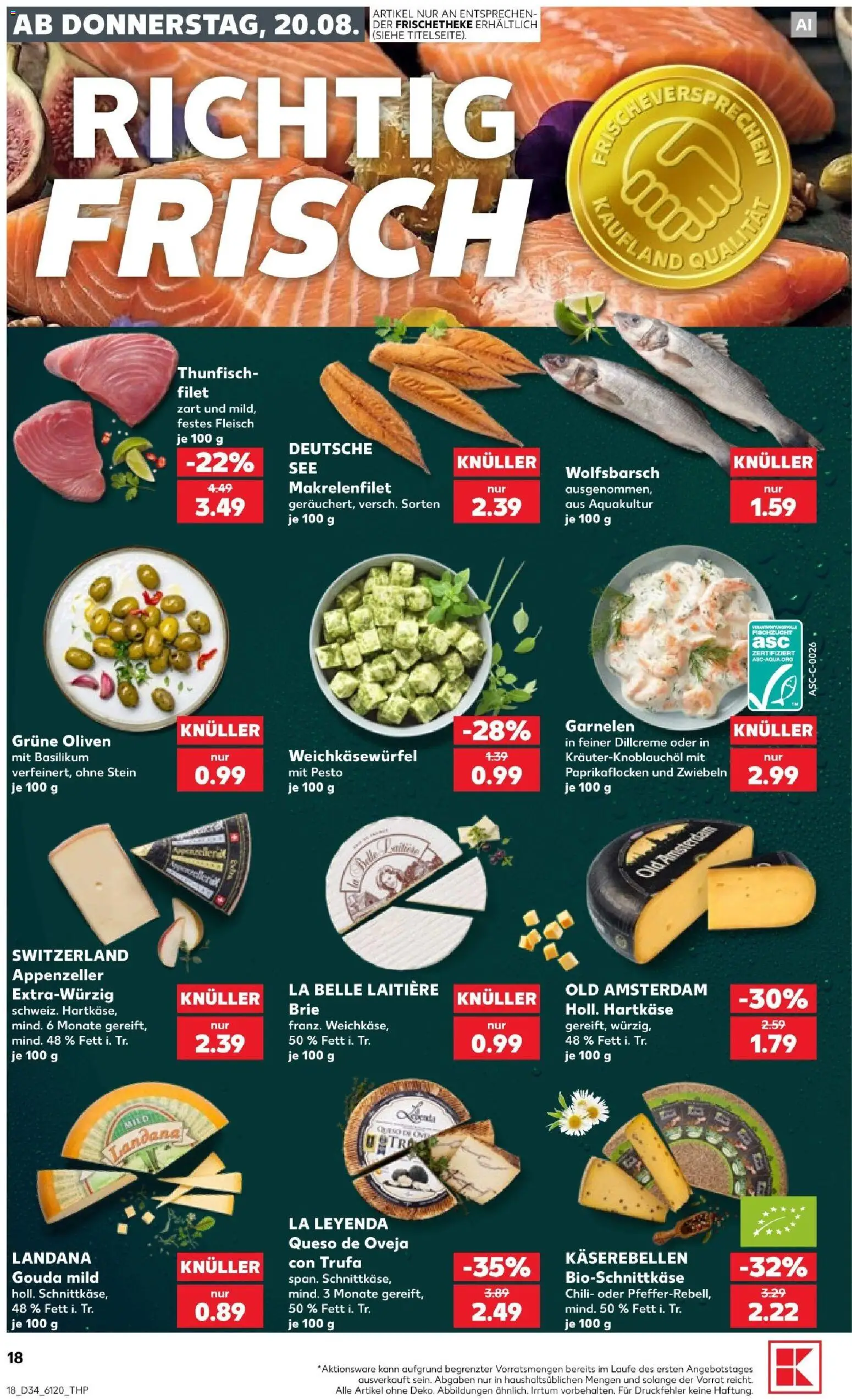 Kaufland Prospekt Bremen – gültig ab 20.08.2026 | Seite: 20 | Produkte: Thunfisch, Gouda, Garnelen, Fleisch