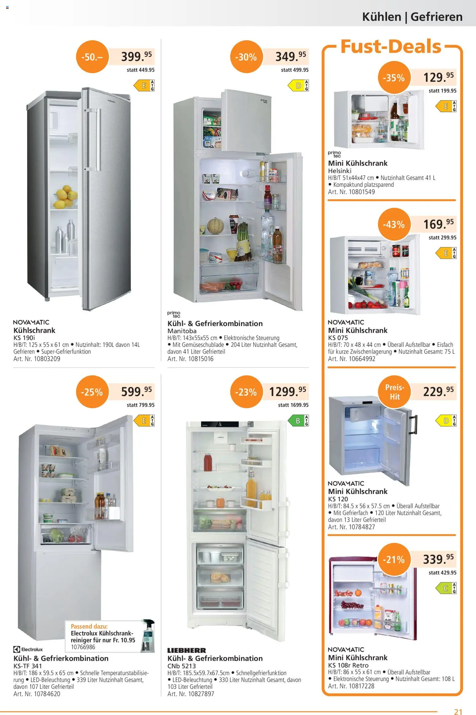 Fust aktionen – gültig ab 21.09.2026 | Seite: 21 | Produkte: Kühlschrank, Liebherr