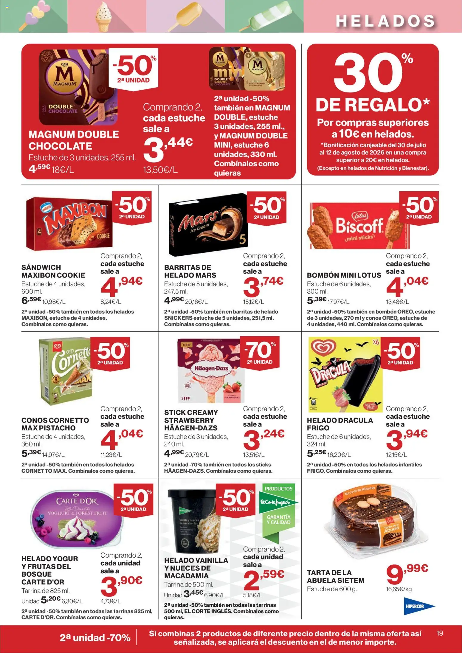 Hipercor catálogo │ válido desde el 16/07/2026 | Página: 19 | Productos: Yogur, Chocolate, Helado