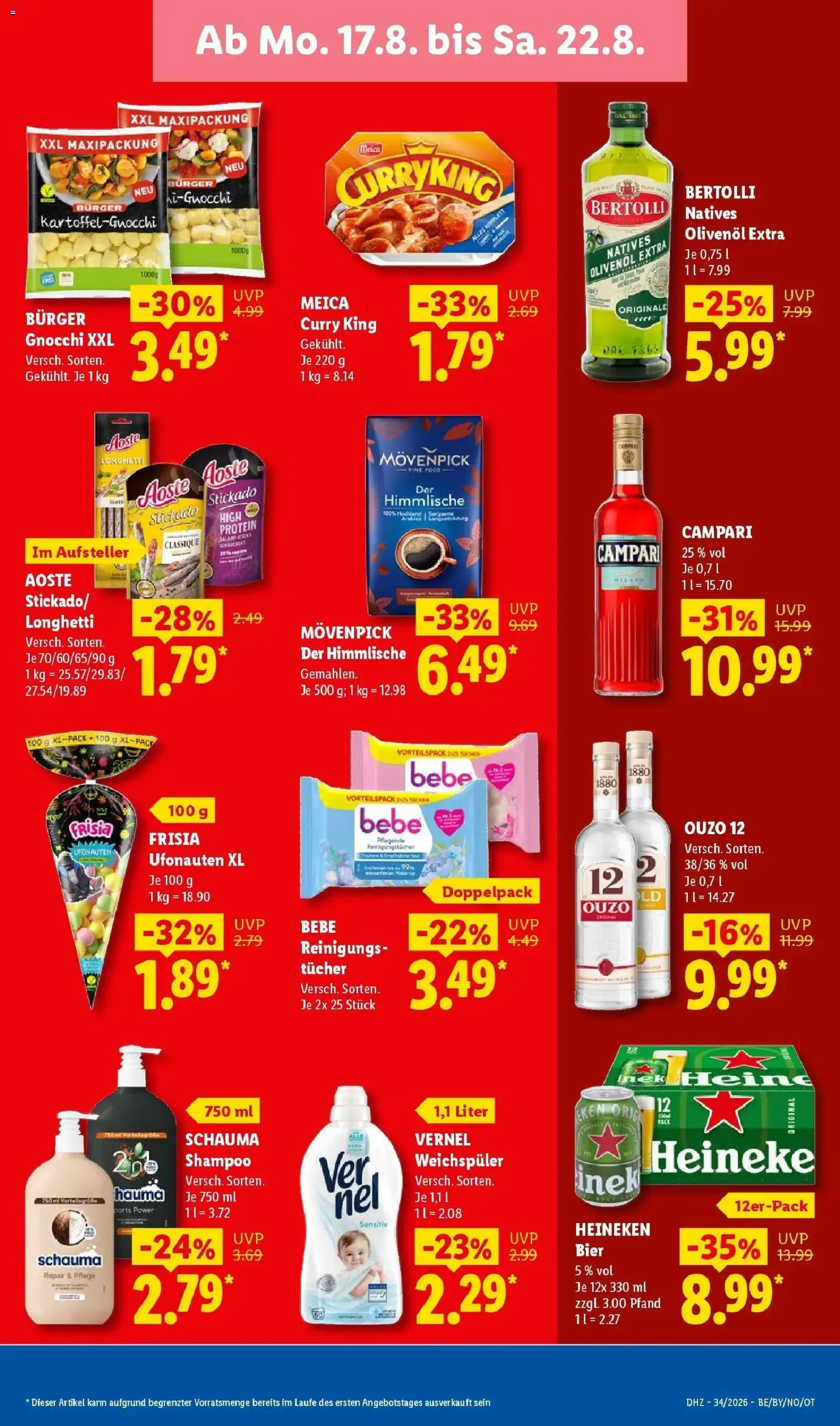 Lidl Prospekt Mahlow (ab 17.08.2026) zum Blättern » Angebote | Seite: 17 | Produkte: Ouzo, Campari, Shampoo, Weichspüler