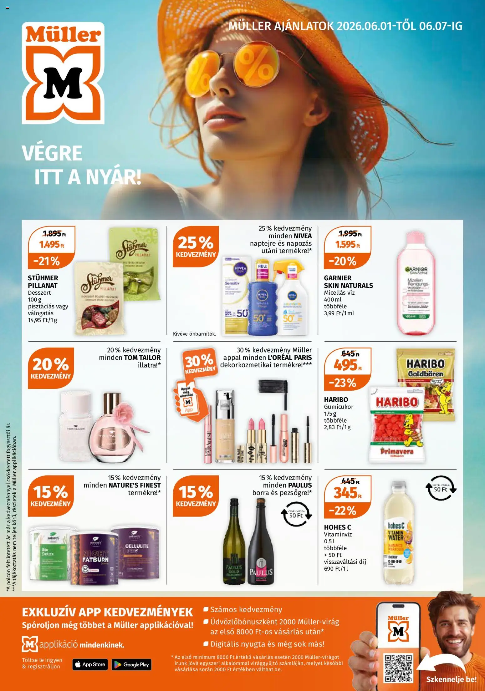 Müller akciós ujság - amely érvényes a következő dátumtól: 01.06.2026 | Oldal: 1 | Termékek: Gumicukor, Micellás víz, Hohes c