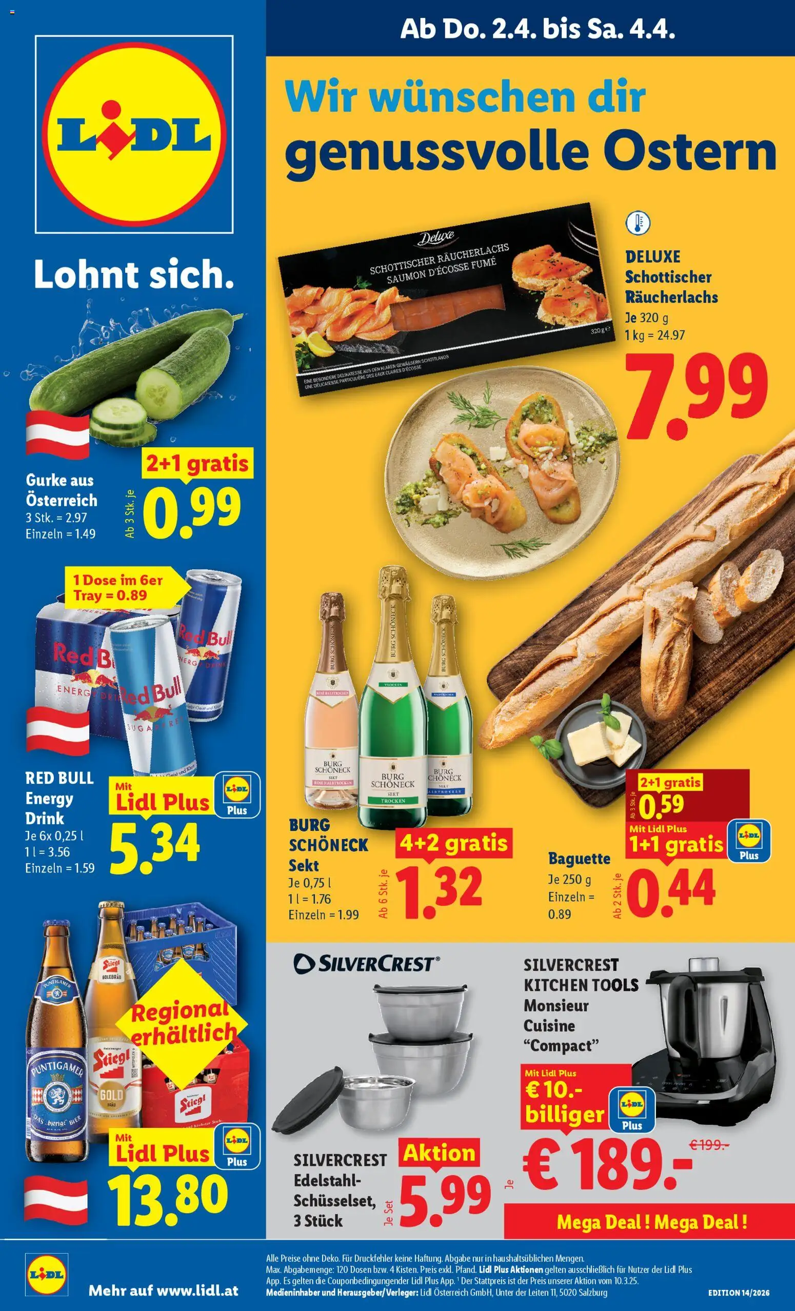 Lidl - Flugblatt gültig ab 02.04.2026 | Seite: 1 | Produkte: Jääkaappipakastin, Bier