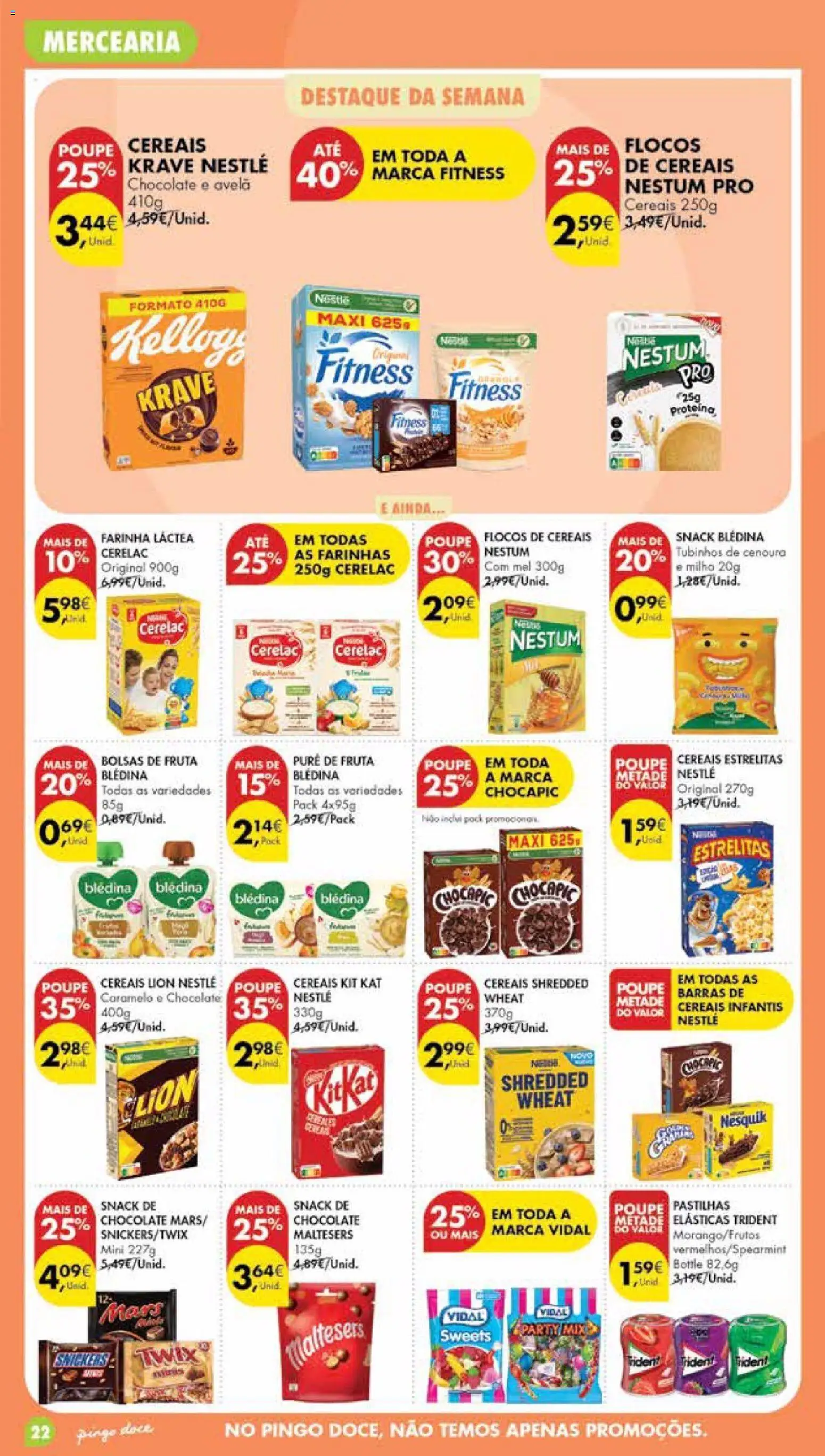 Pingo Doce Poupe Esta Semana Madeira │ válido de 25/08/2026 | Página: 22 | Produtos: Nestlé, Chocolate, Farinha, Proteina