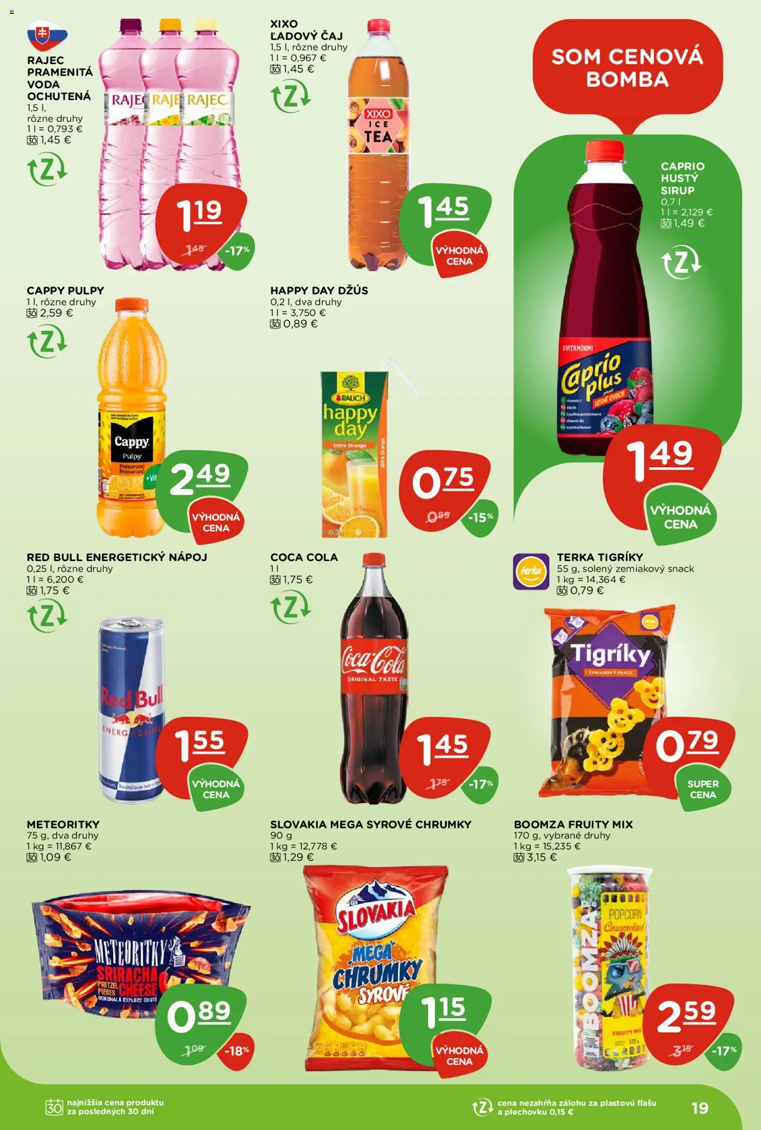Nové Terno akcie – leták je platný od 27.08.2026 | Strana: 19 | Produkty: Red Bull, Sirup, Coca cola, Energetický nápoj