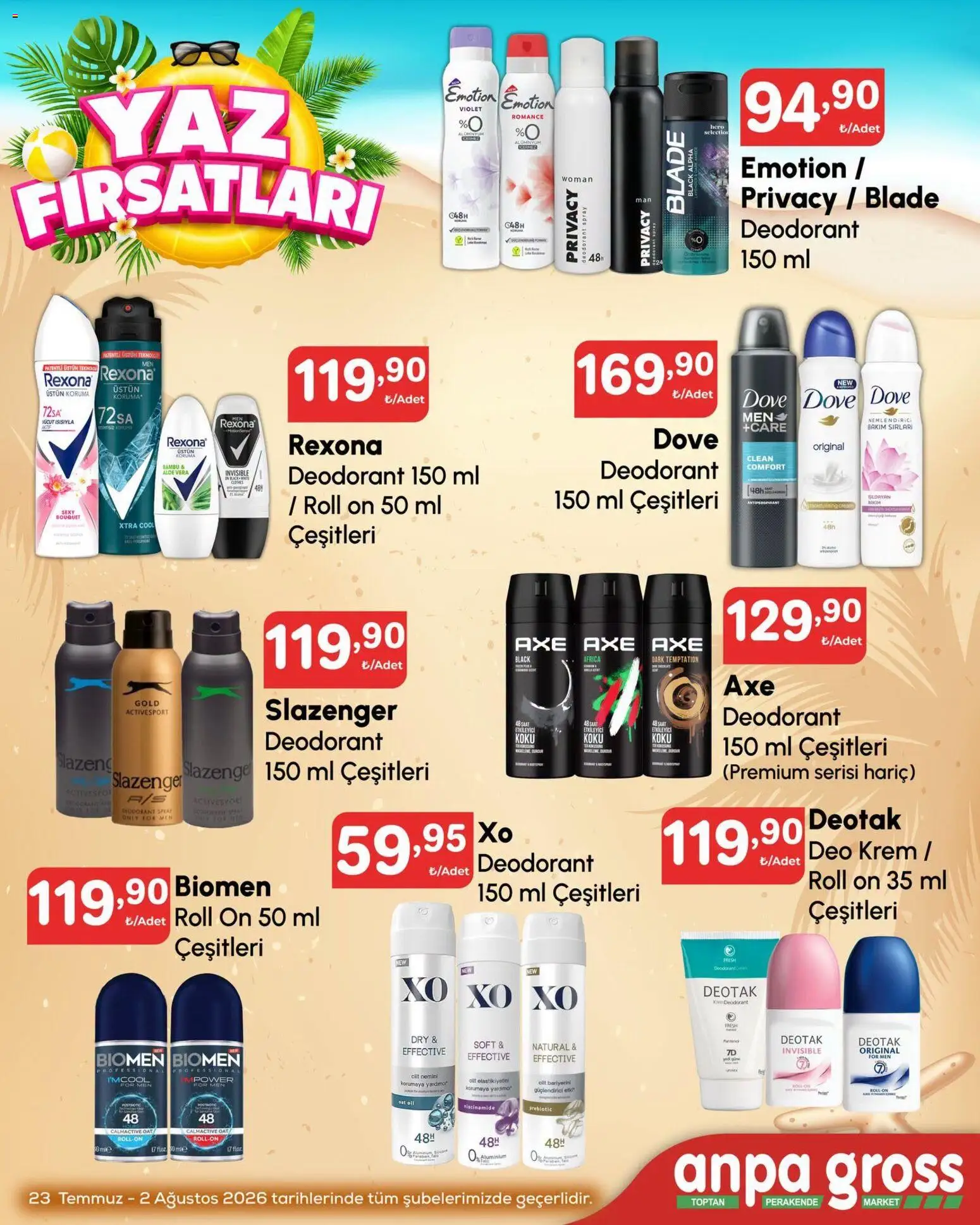 Anpa Gross - Yaz Frsatları - 23 Temmuz 2026 tarihinden itibaren geçerlidir | Sayfa: 6 | Ürünler: Krem, Deodorant, Antiperspirant, Saat