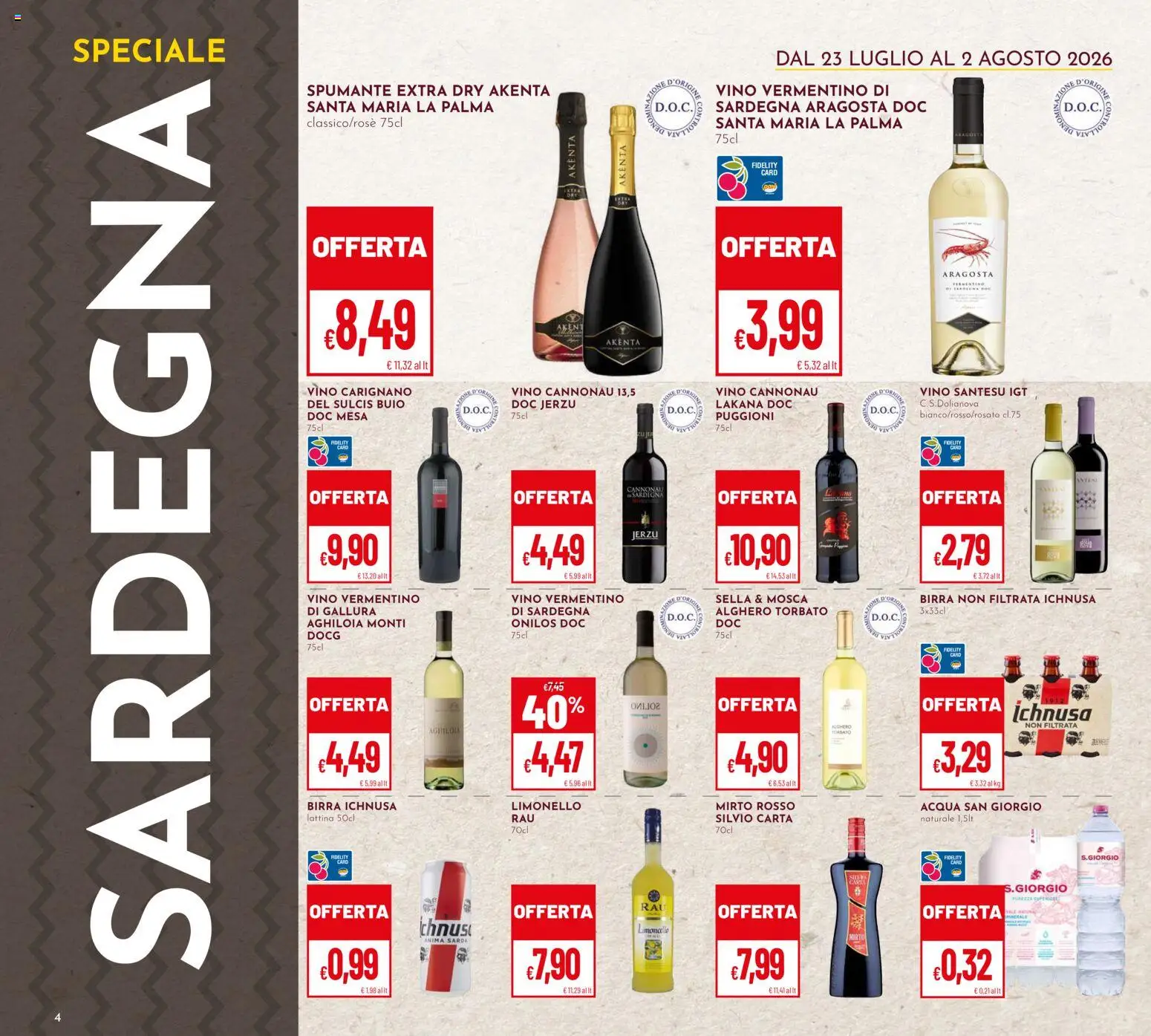 Volantino Pan del 23/07/2026 | Pagina: 4 | Prodotti: Birra, Acqua, Vino, Spumante