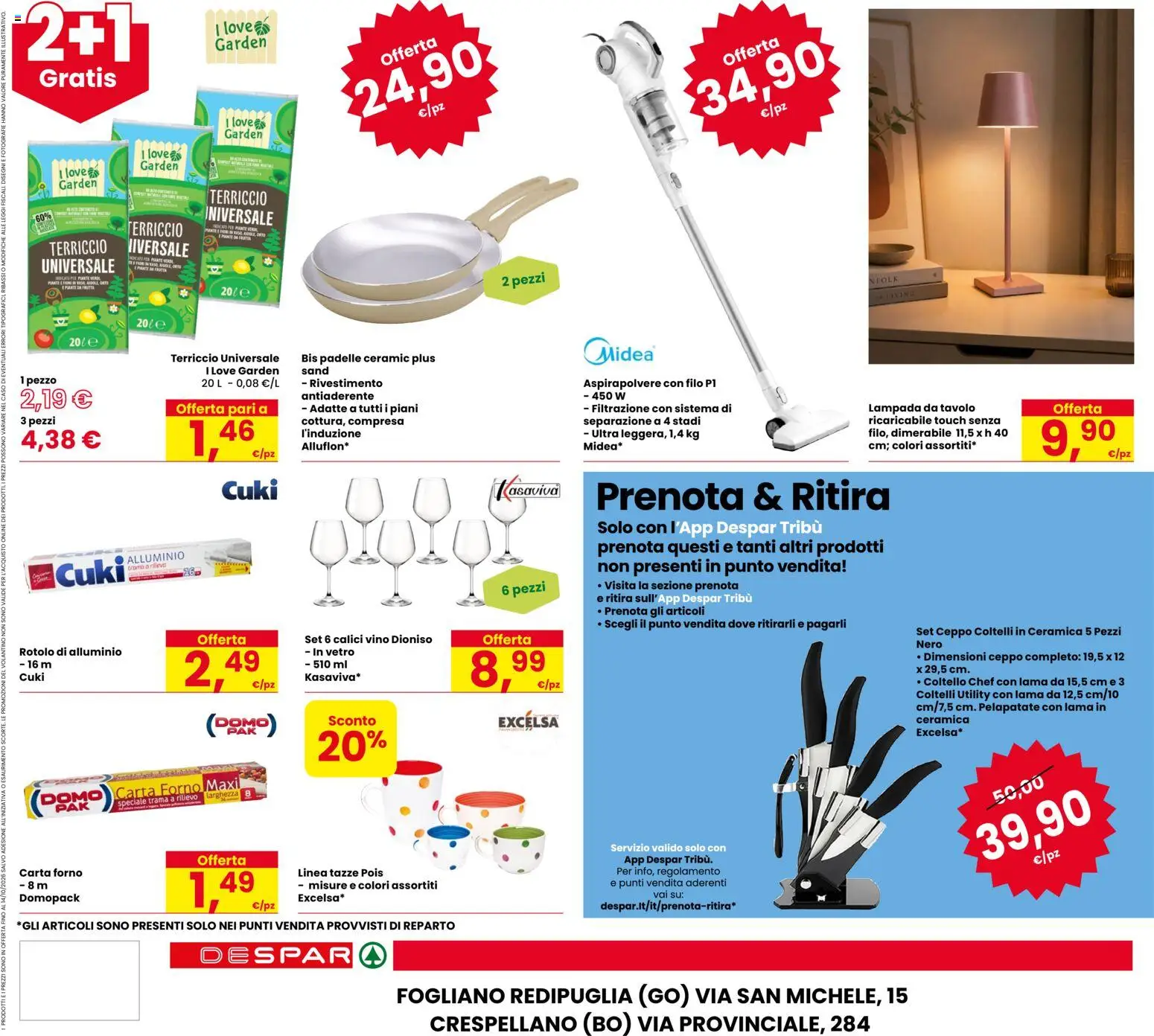 Volantino Despar del 01/10/2026 | Pagina: 24 | Prodotti: Alluminio, Terriccio, Coltelli, Tavolo
