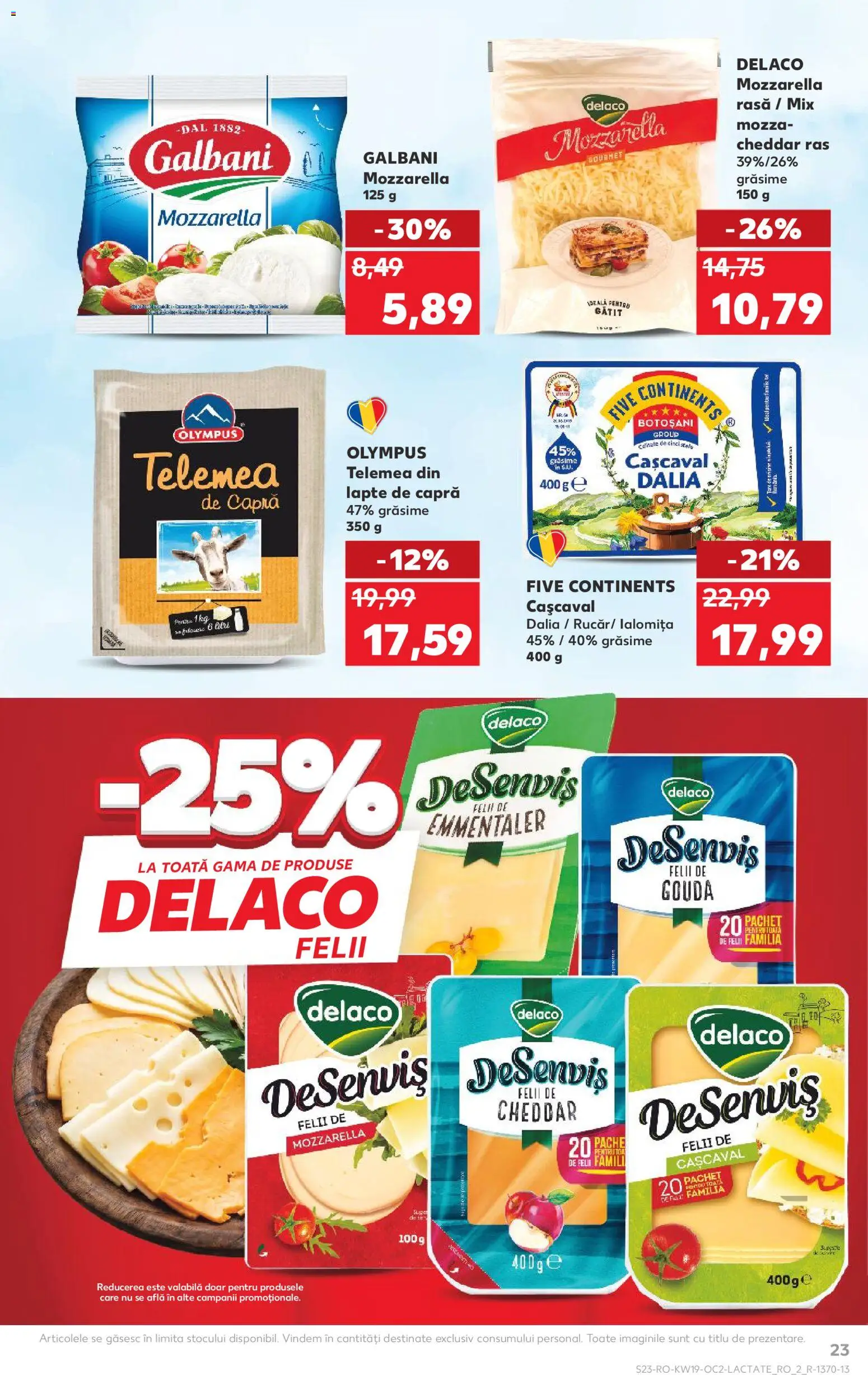 Noul catalog Kaufland – valabil de la 06.05.2026 | Pagină: 23 | Produse: Light Kedi Konservesi, Cașcaval, Mozzarella, Lapte