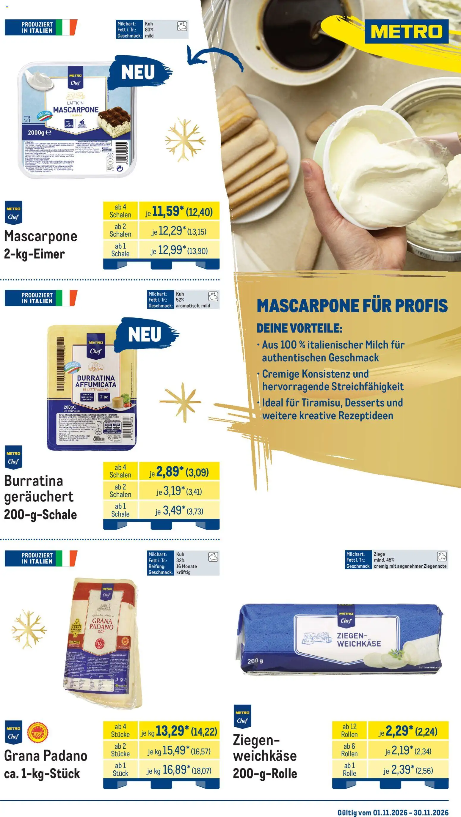 Metro Monats-Menü – gültig ab 01.11.2026 | Seite: 7 | Produkte: Grana Padano, Milch, Mascarpone