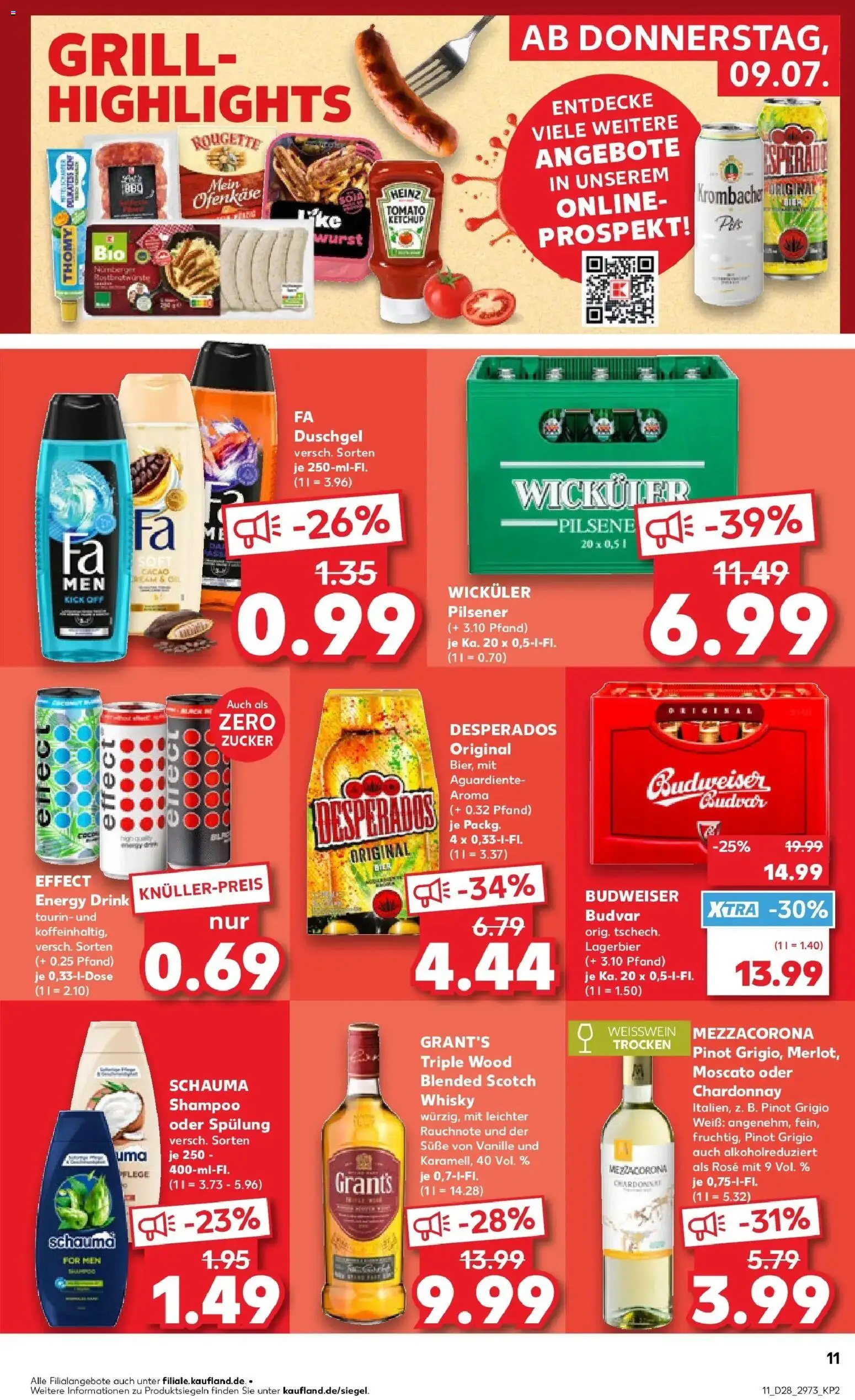 Kaufland Kaufland: Mo-Mi Der Wochenstart – gültig ab 05.07.2026 | Seite: 28 | Produkte: Grill, Spülung, Duschgel, Budweiser
