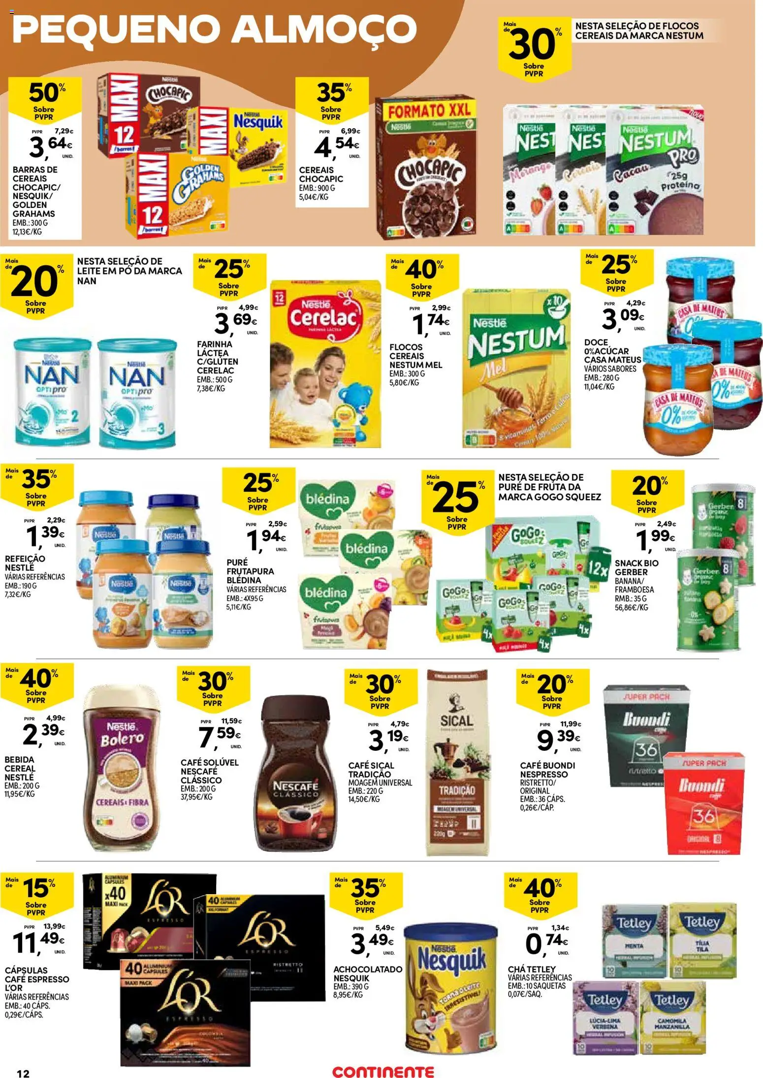 Continente Açores  │ válido de 14.05.2026 | Página: 12 | Produtos: Nestlé, Cereais, Bebida, Proteina