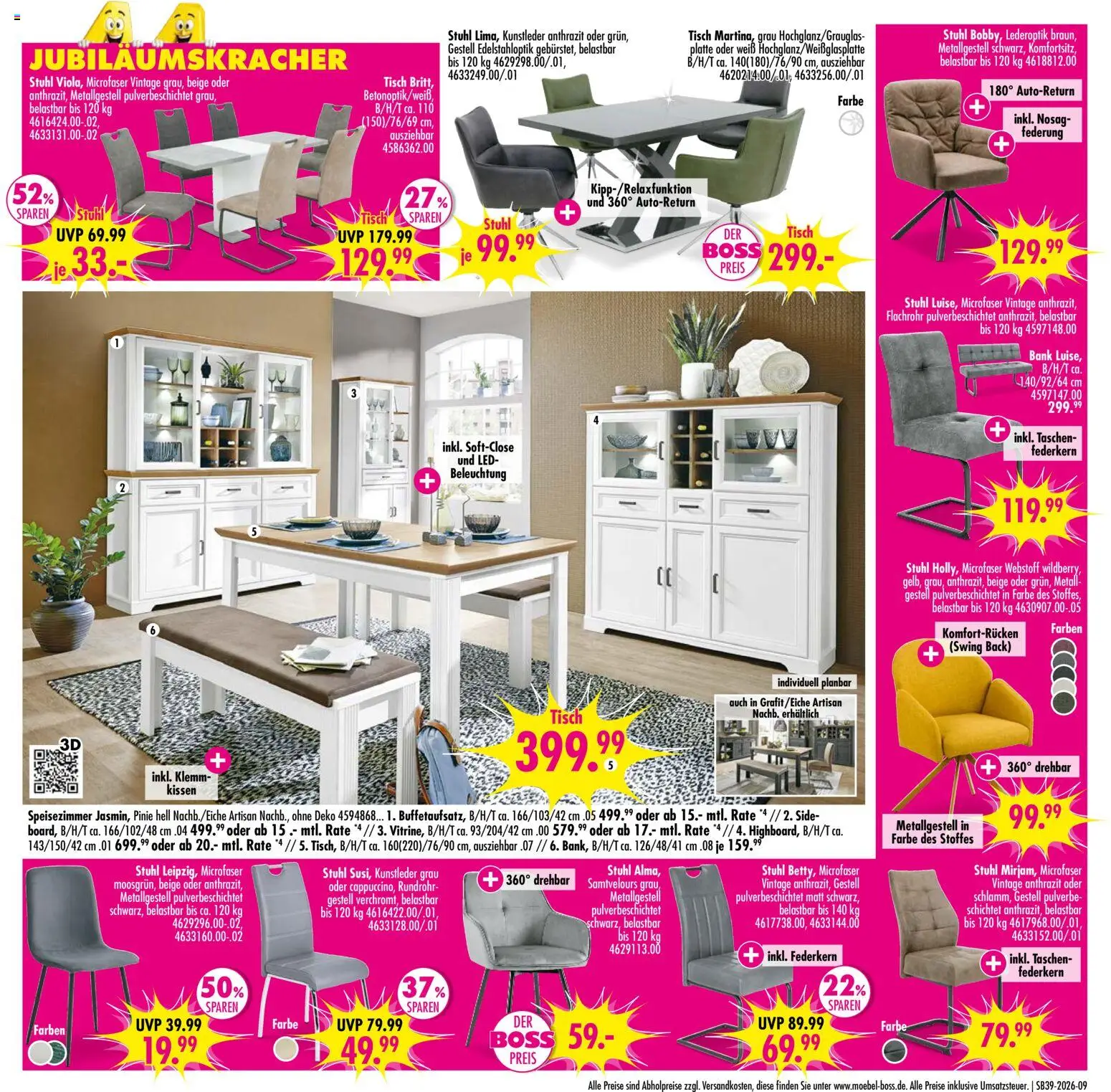 SB Möbel Boss Prospekt Mainz – gültig ab 19.09.2026 | Seite: 9 | Produkte: Kissen, Taschen, Tisch, Stuhl
