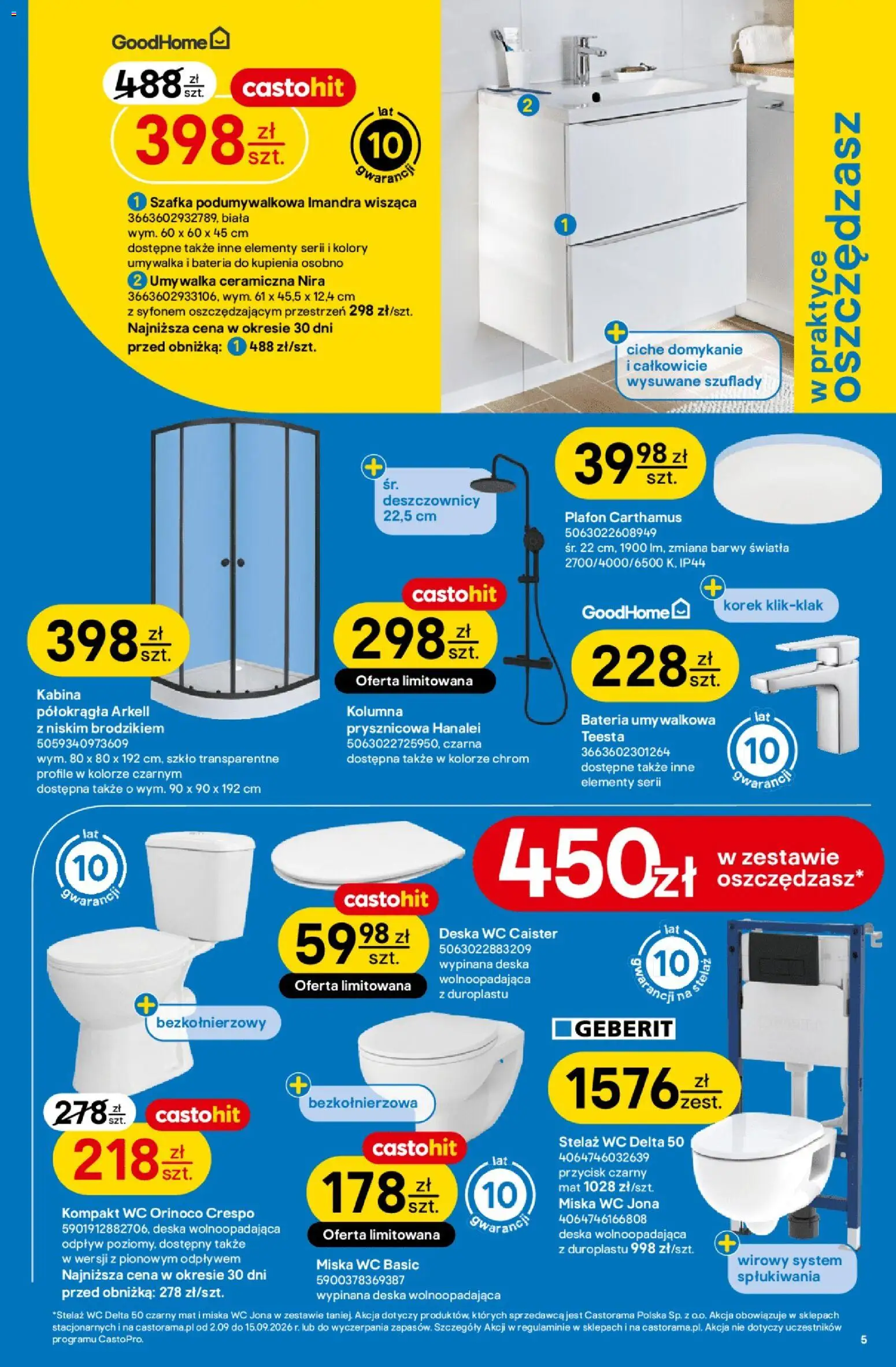 Castorama gazetka od 02.09.2026 | Strona: 5 | Produkty: Umywalka, Bateria
