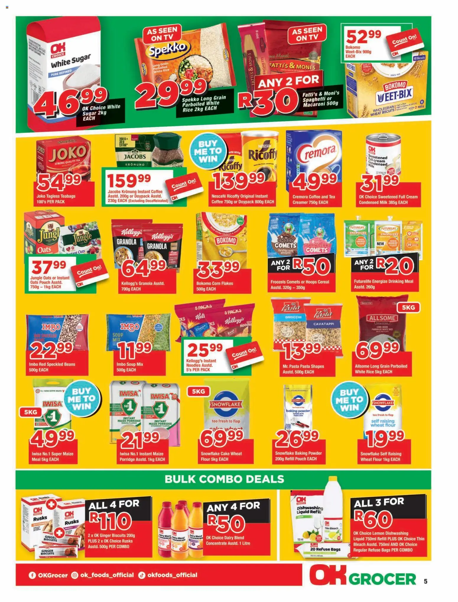 New OK Foods catalogue – valid from 24/07/2026 | Page: 5 | Products: Bleach, Milk, Creamer, Lemon