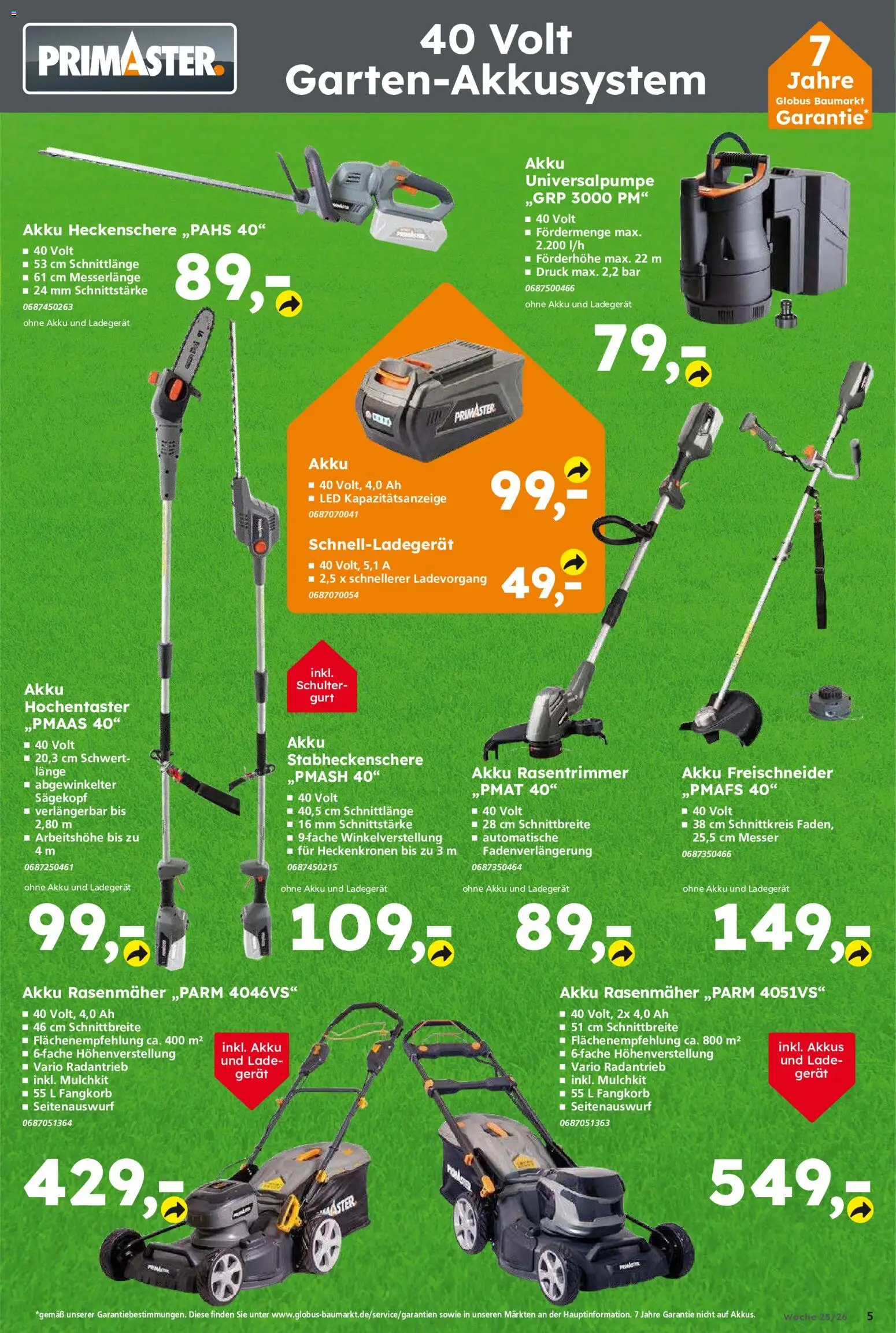 Globus Baumarkt Prospekt Zweibrücken – gültig ab 14.06.2026 | Seite: 5 | Produkte: Rasenmäher, Ladegerät