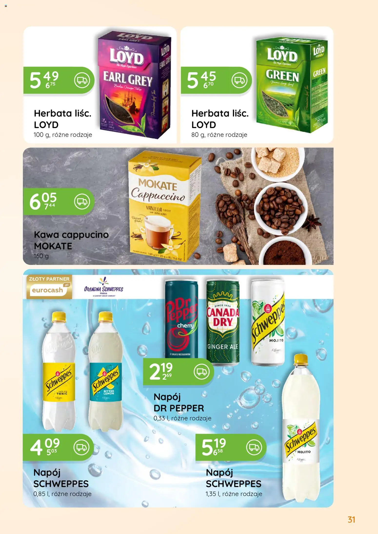 Eurocash gazetka - Oferta Handlowa od 01.06.2026 | Strona: 31 | Produkty: Ginger Ale, Cappuccino, Kawa, Herbata