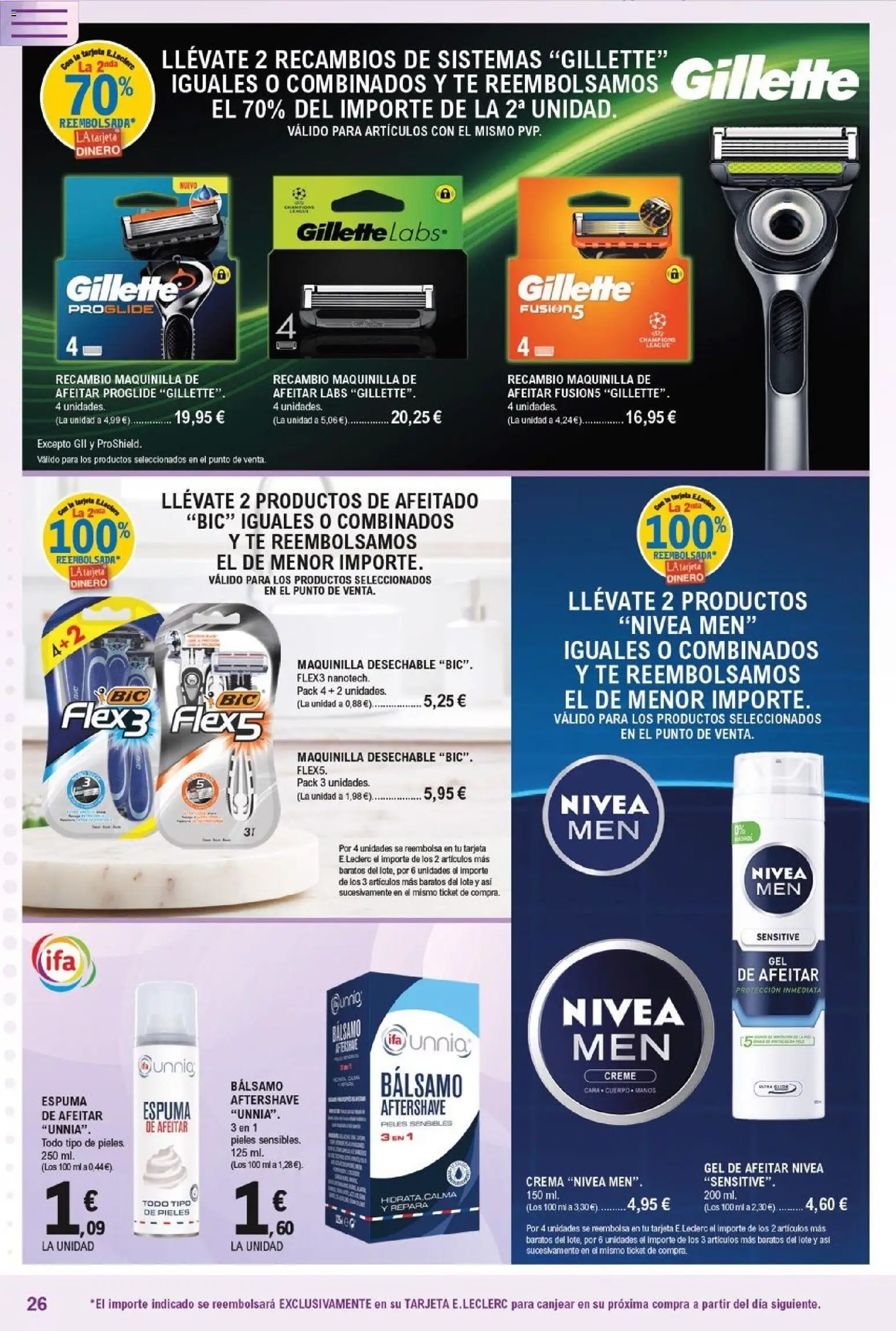 E.Leclerc Resalta tu belleza │ válido desde el 13.05.2026 | Página: 26 | Productos: Gel de afeitar, Crema, Té