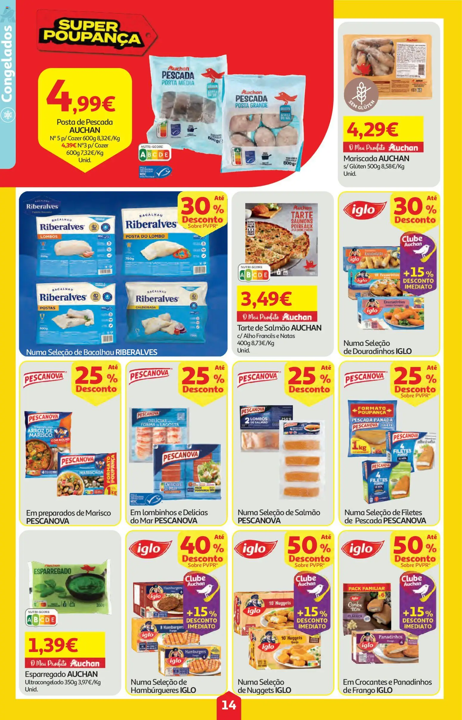 Auchan folheto │ válido de 09/04/2026 | Página: 14 | Produtos: Forno, Pescada, Tarte, Nuggets