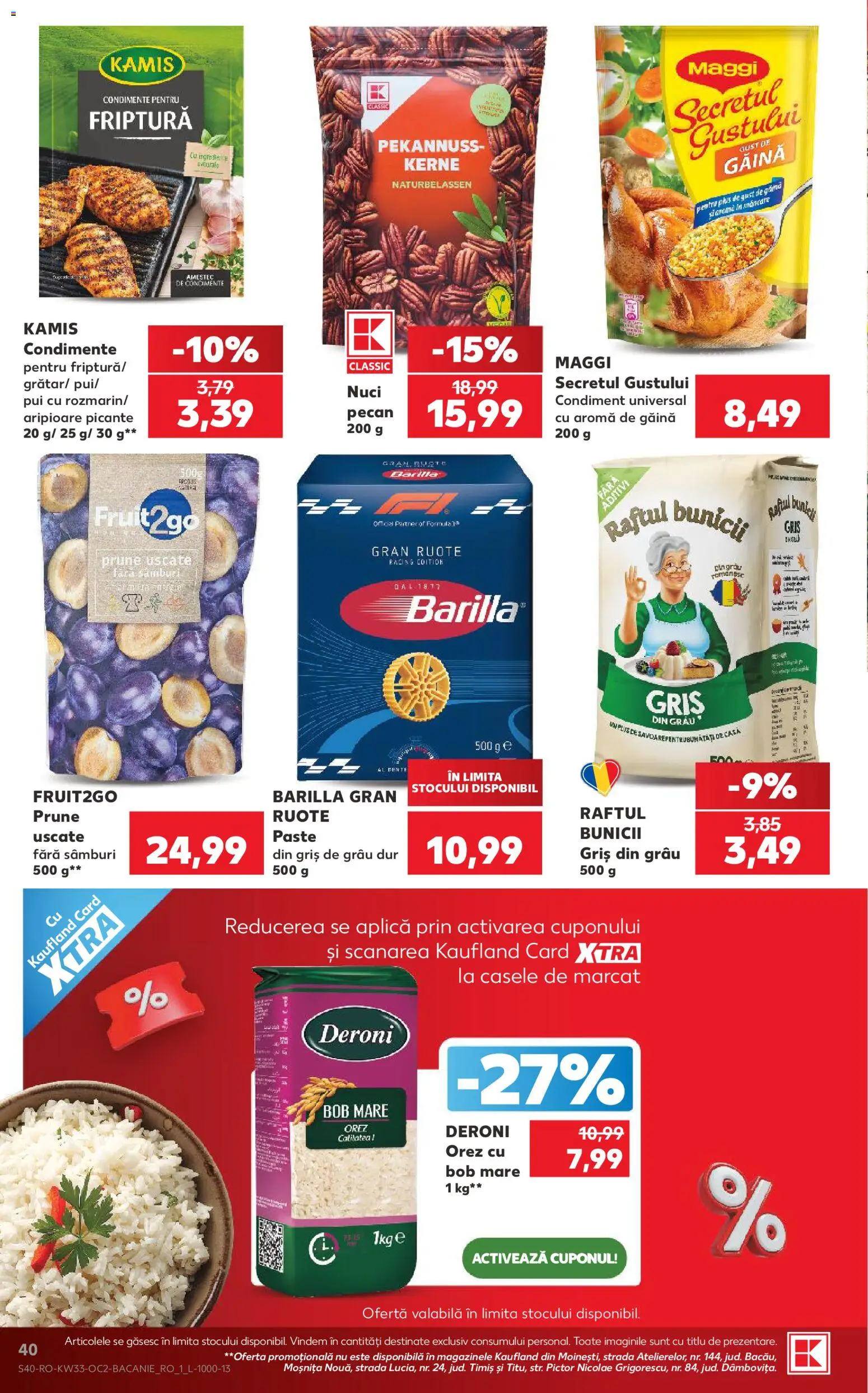 Kaufland RO akciós ujság - amely érvényes a következő dátumtól: 2026.08.12. | Oldal: 40 | Termékek: Barilla, Maggi