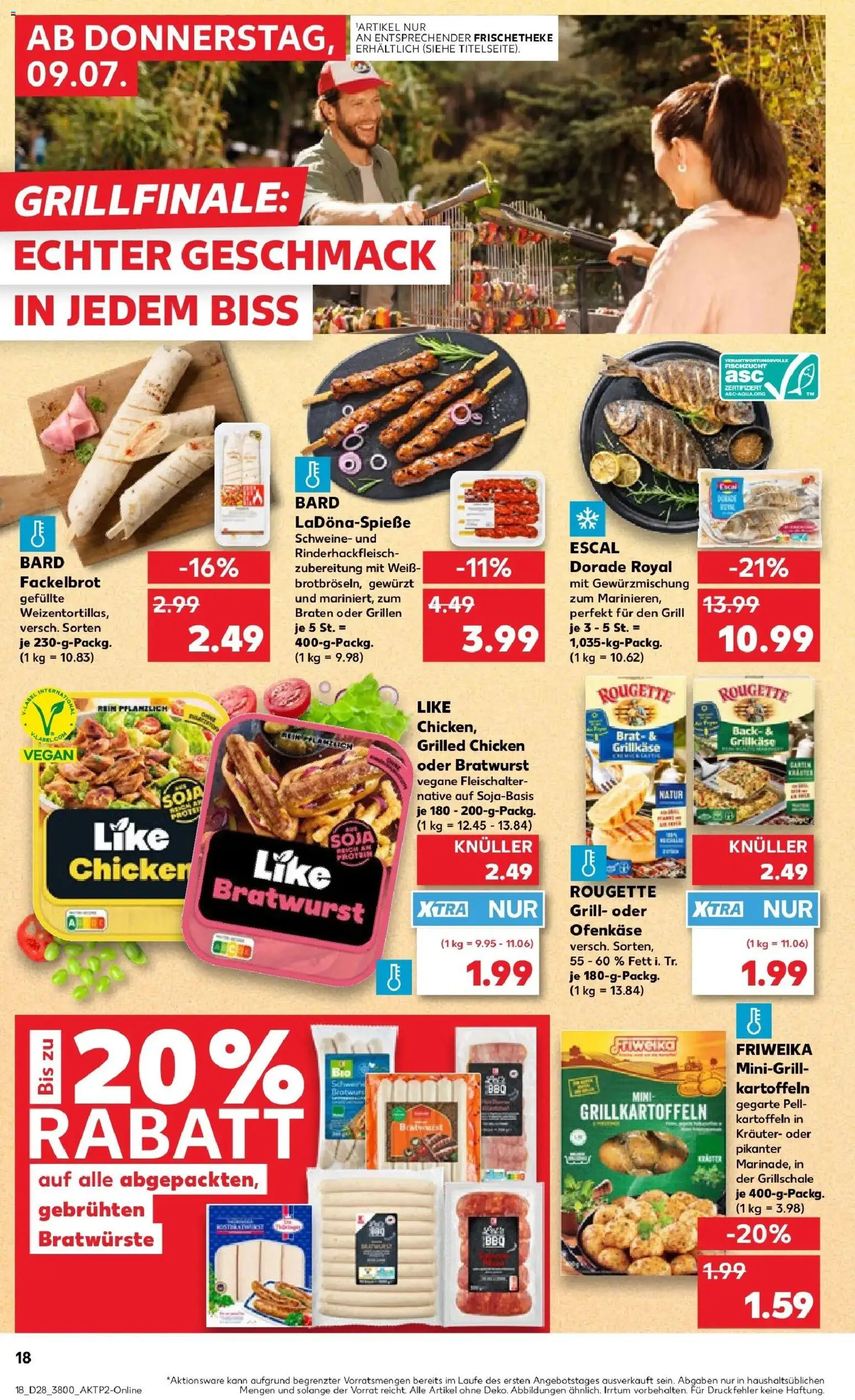 Kaufland Prospekt Großenhain – gültig ab 09.07.2026 | Seite: 18 | Produkte: Dorade, Grill, Bratwurst, Kartoffeln
