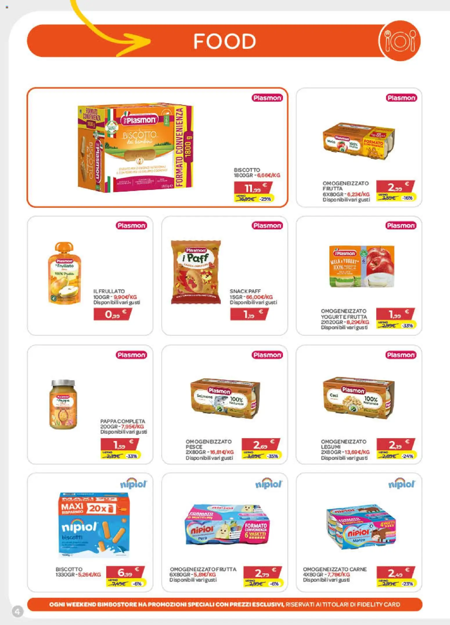 Volantino Bimbo store del 02/07/2026 | Pagina: 4 | Prodotti: Legumi, Salmone, Pesce, Biscotti