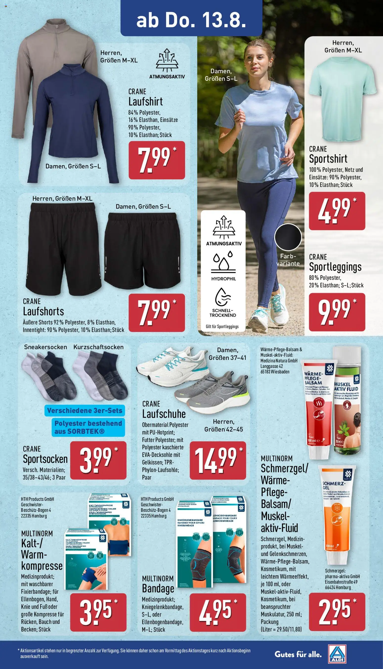 Aldi Prospekt – gültig ab 10.08.2026 | Seite: 27 | Produkte: Shirt, Laufschuhe, Leggings, Gin