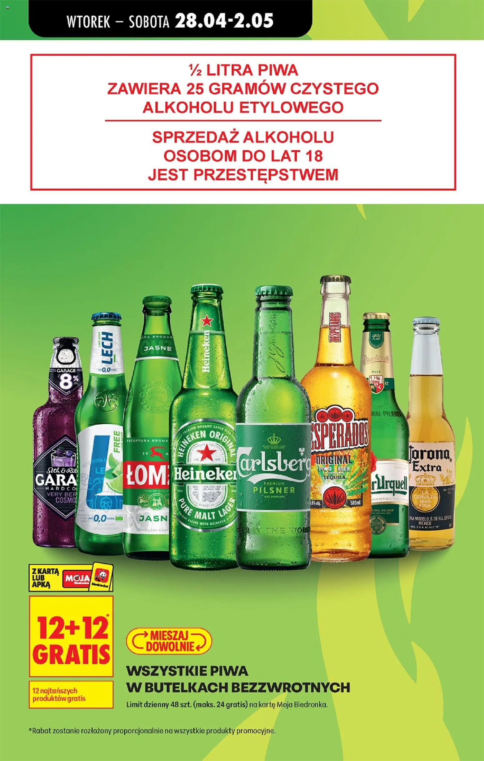 Biedronka gazetka od poniedziałku od 27.04.2026 | Strona: 17 | Produkty: Karta, Sok, Banan, Woda