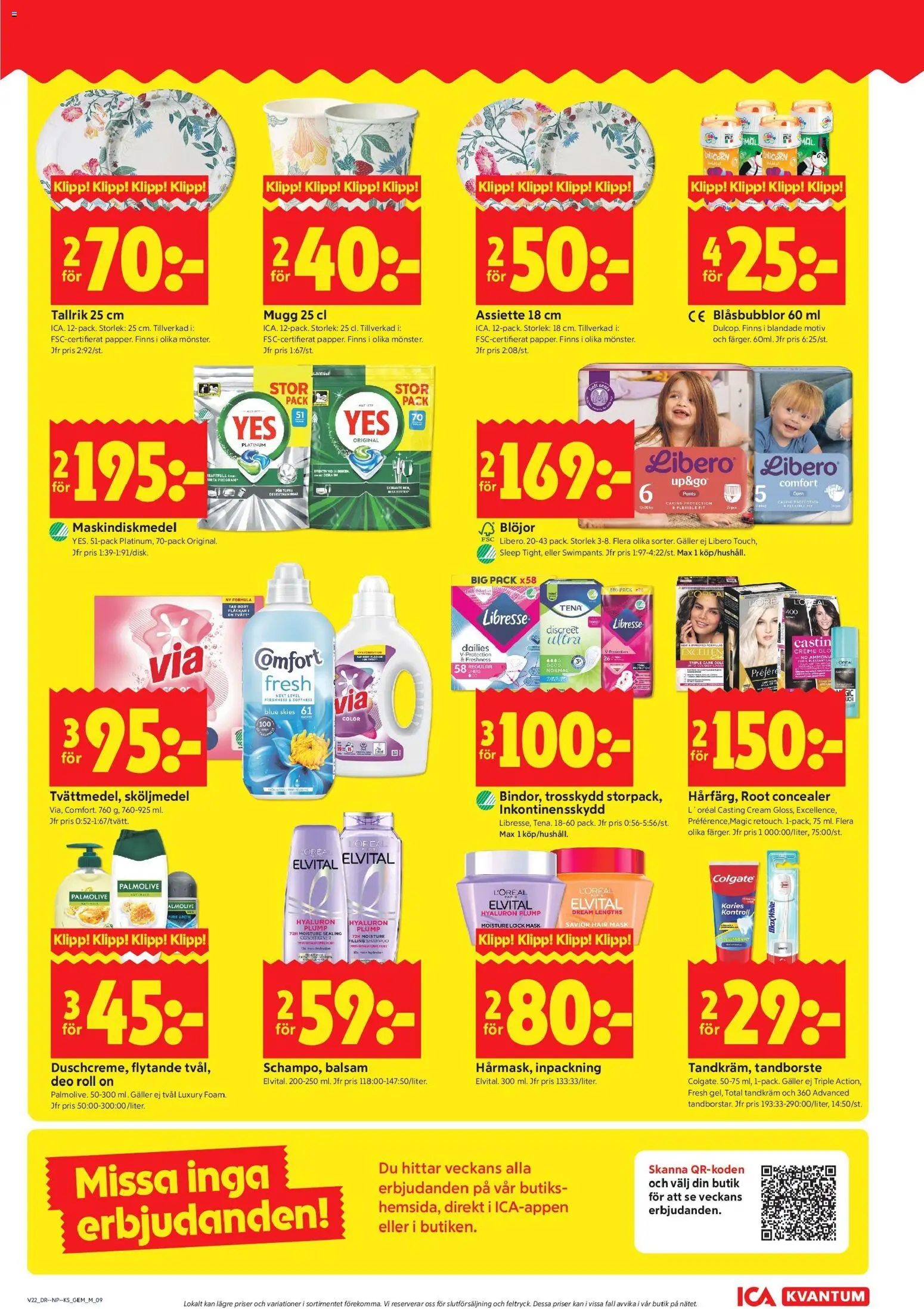 ICA Kvantum reklamblad aktuell från 25.05.2026 | Sida: 9 | Produkter: Trosskydd, Balsam, Tvål, Tandborste